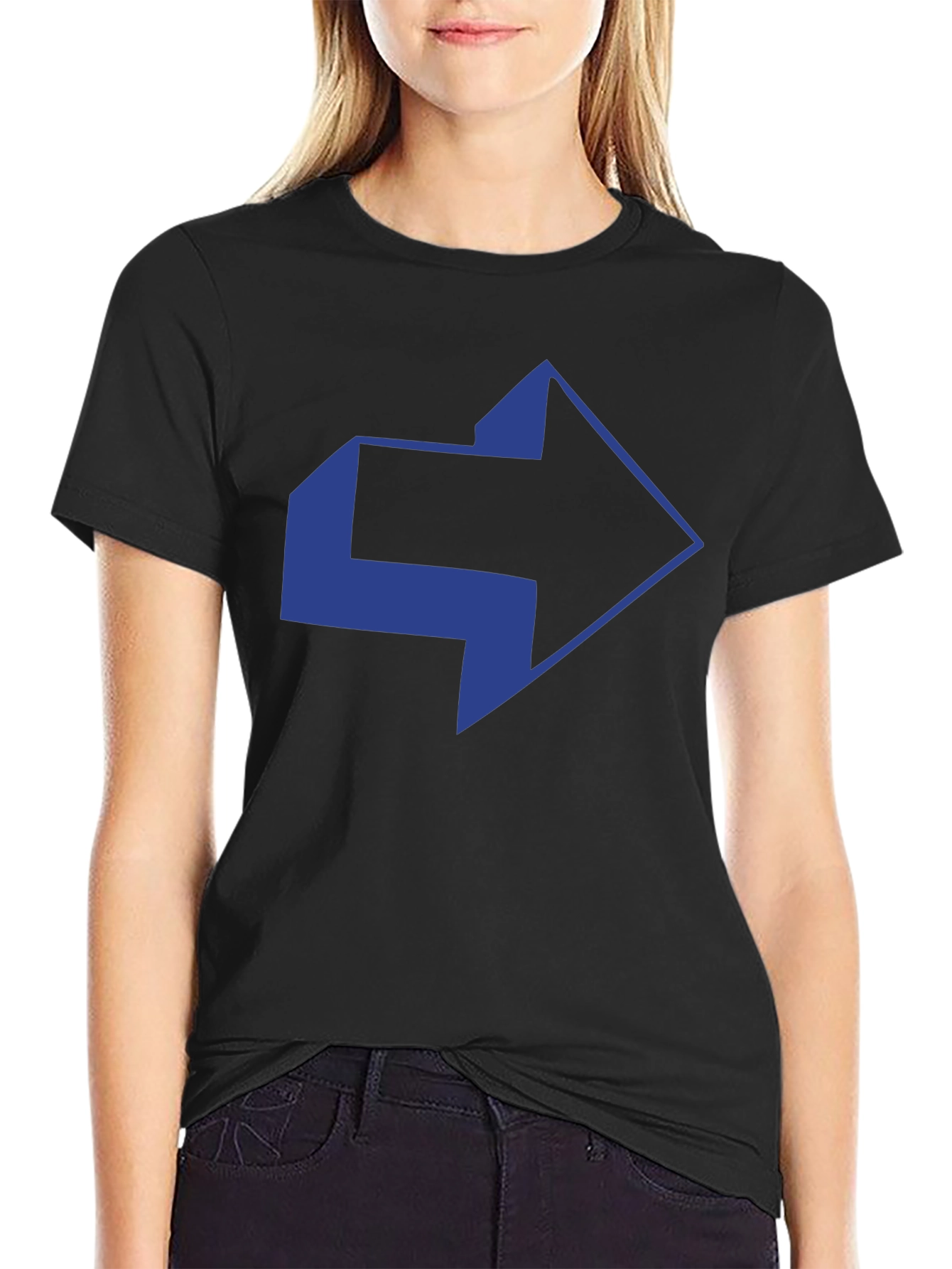 Black Modern Arrow Graphic Black T-Shirt view 2