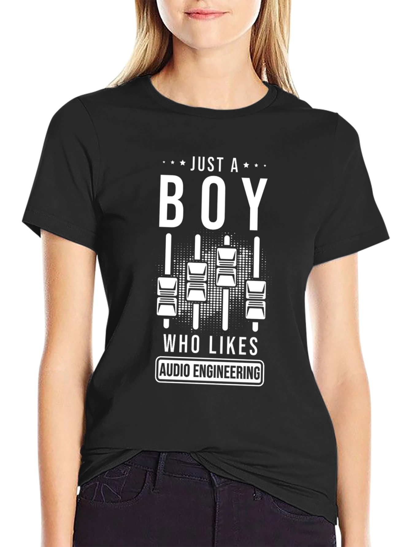 Black Audio Engineering Boy's T-Shirt - Music Lover Gift view 2