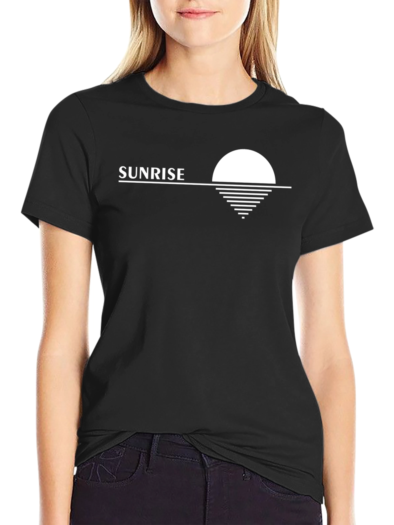 Black Sunrise Graphic Tee - Modern Minimalist Design view 2