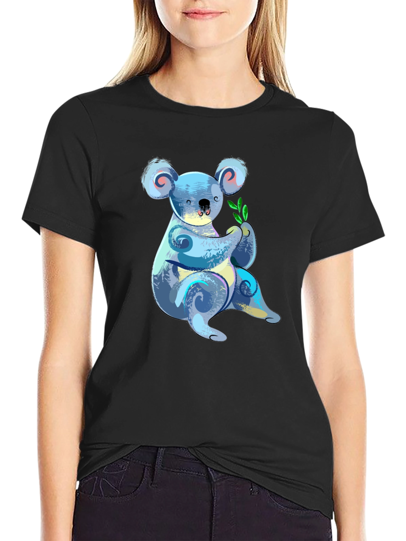 Black Koala Graphic T-Shirt - Soft Cotton Blend view 2