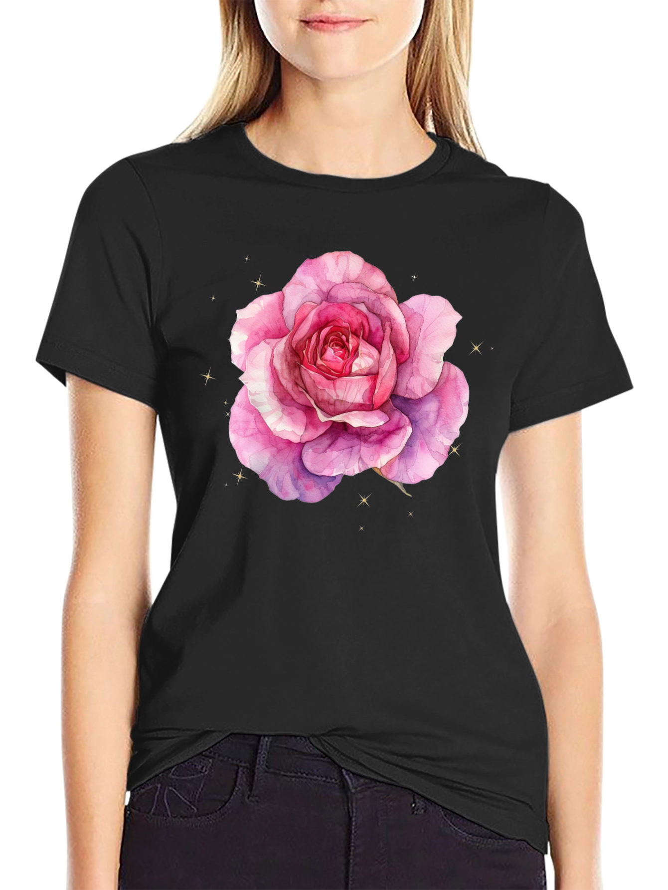 Black Rose Graphic T-Shirt - Soft Style view 2