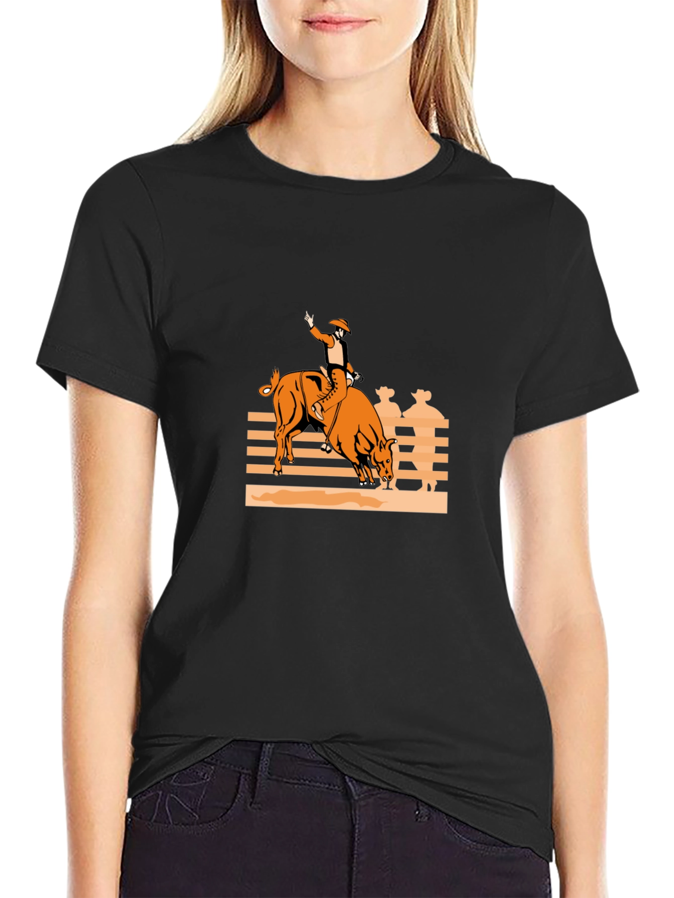 Black Bull Rider Graphic Tee - Black Cotton Comfort view 2