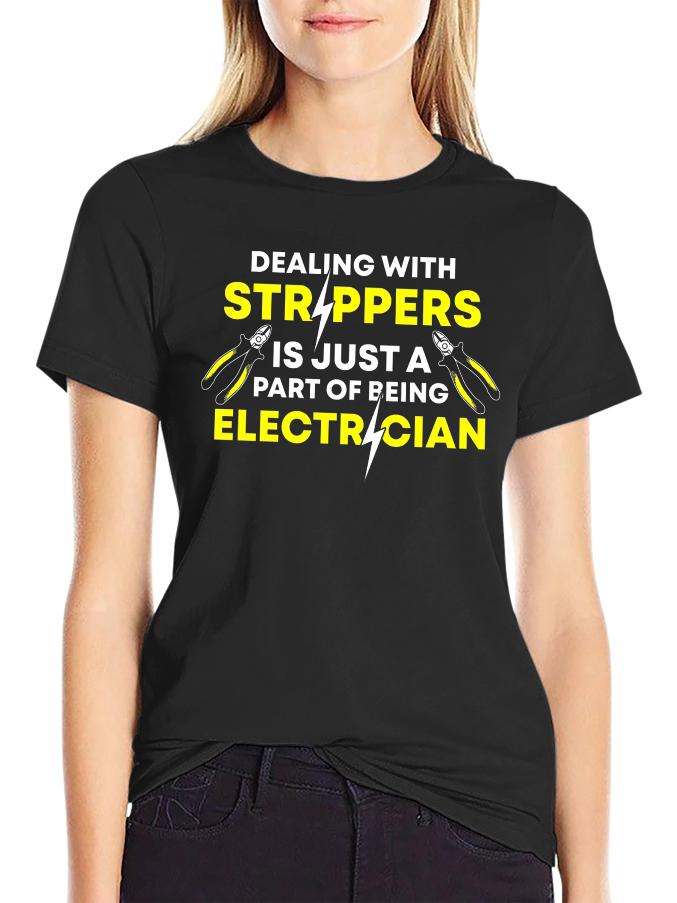 Black Electrician Stripper Humor T-Shirt view 2
