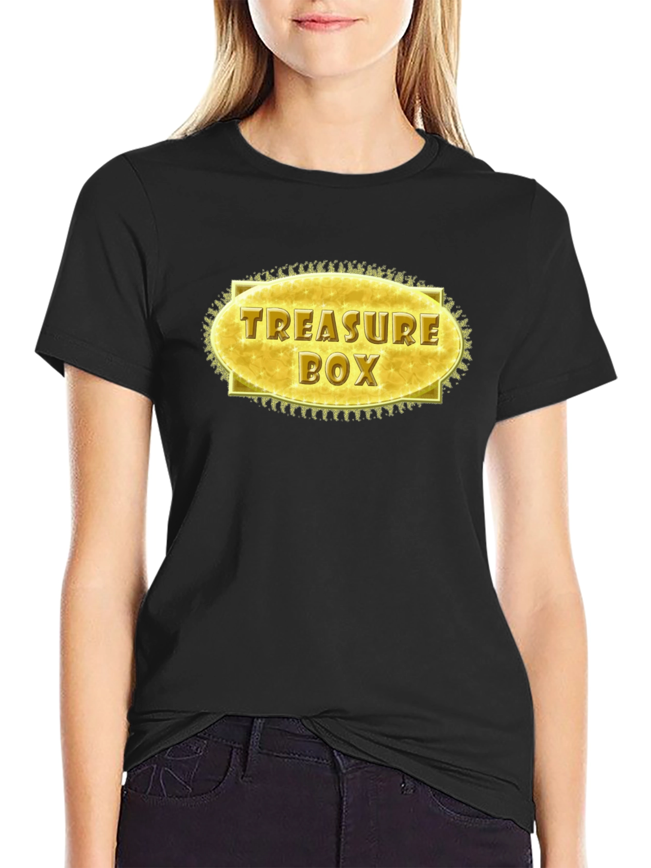 Black Treasure Box Graphic T-Shirt - Stylish Novelty Tee view 2