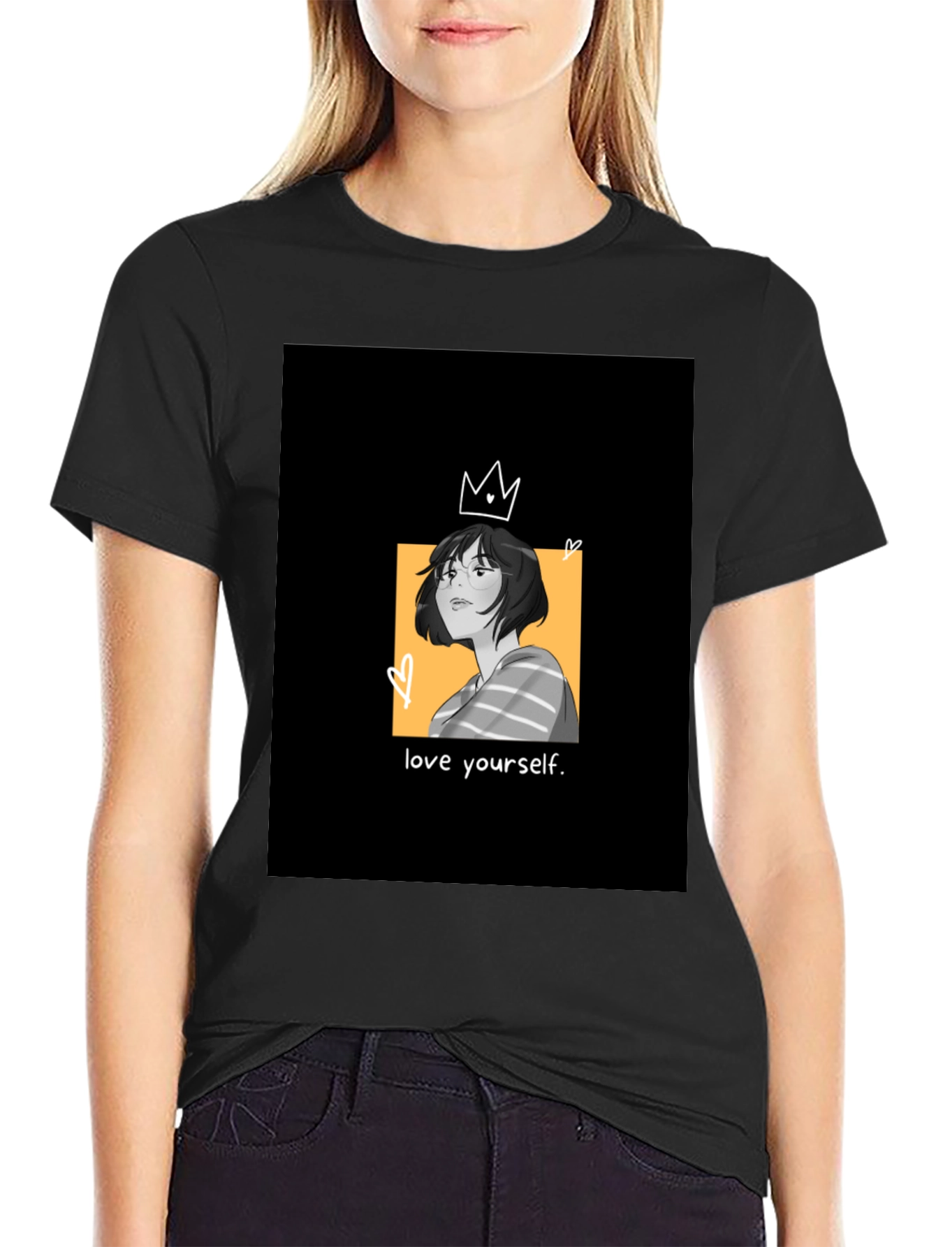 Black Love Yourself Graphic Tee - Black Unisex T-Shirt view 2