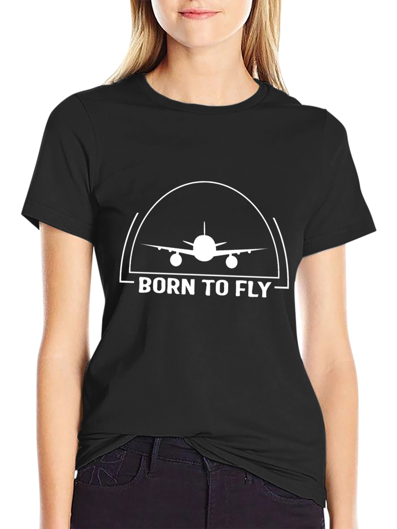 Black Born to Fly Airplane T-Shirt view 2