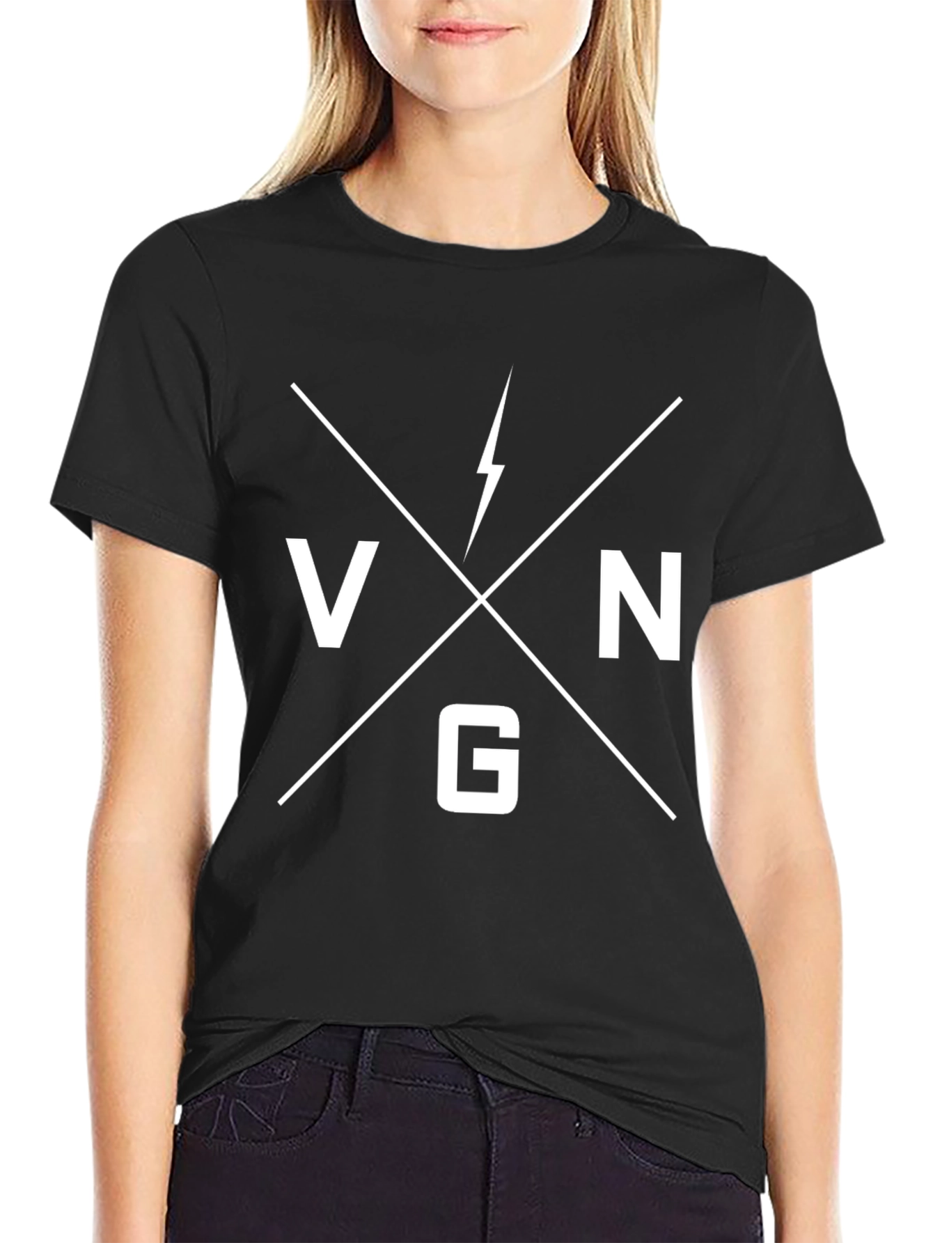 Black VNG Lightning Bolt Graphic Black T-Shirt view 2