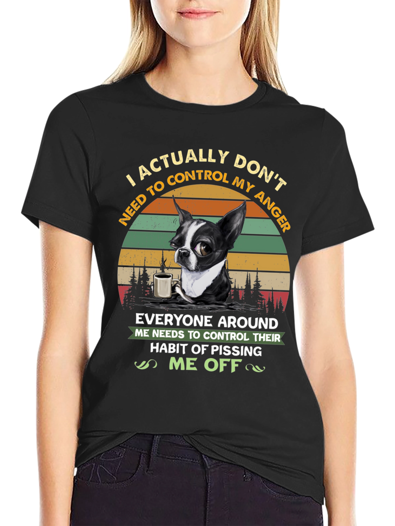 Black Funny Dog Lover T-Shirt - I Actually Don't Need To Control My Anger view 2