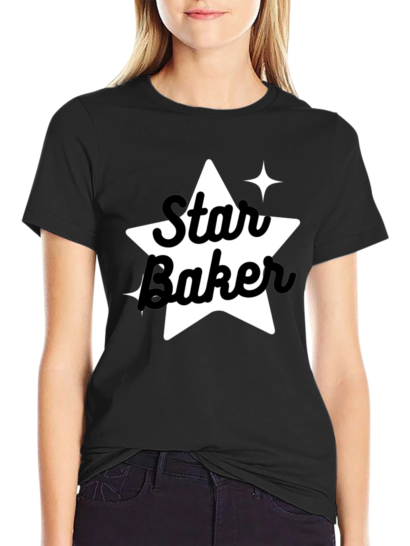 Black Star Baker Black Tee - Baking Enthusiast Apparel view 2