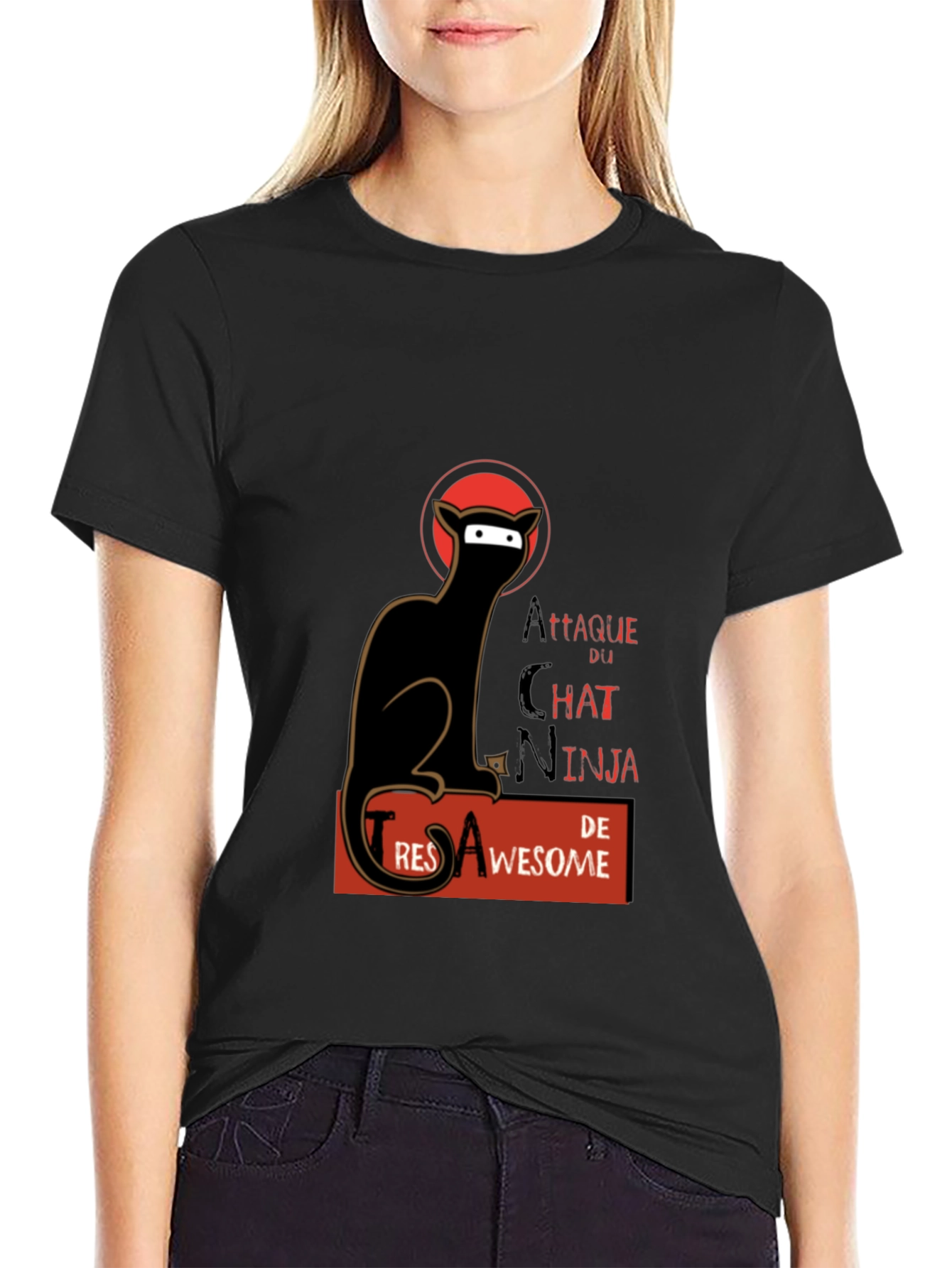 Black Attaque du Chat Ninja T-shirt view 2