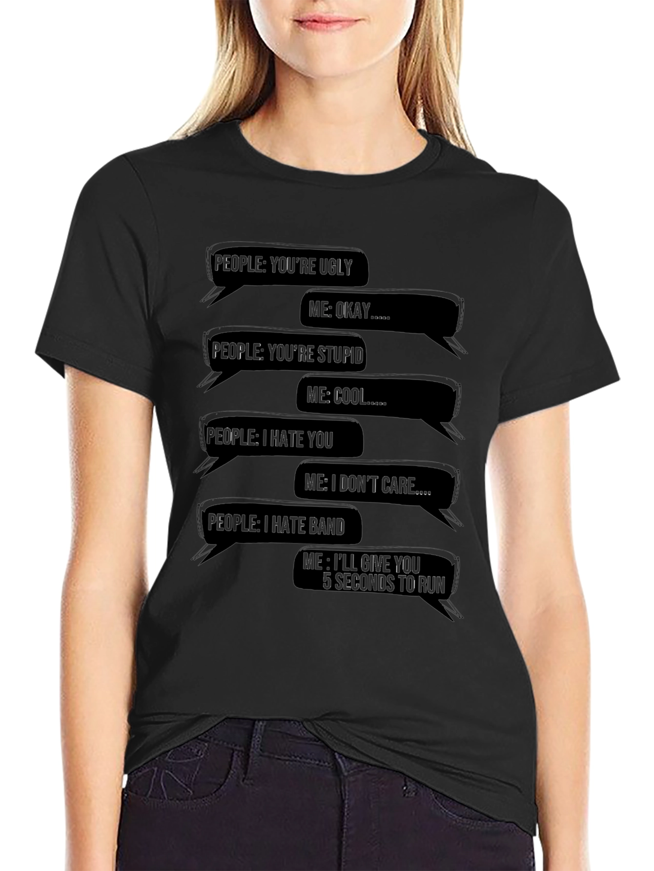 Black Sarcastic Text Message T-Shirt - Funny Graphic Tee view 2