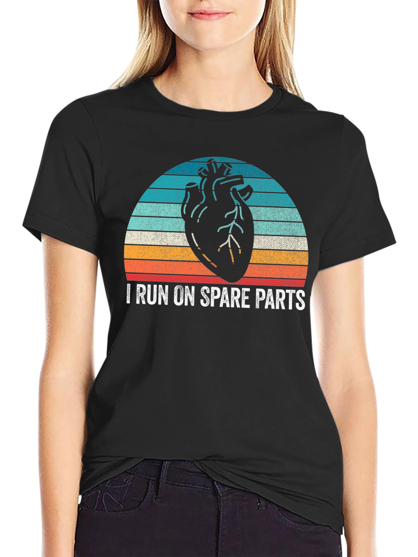 Black I Run On Spare Parts Graphic T-Shirt view 2