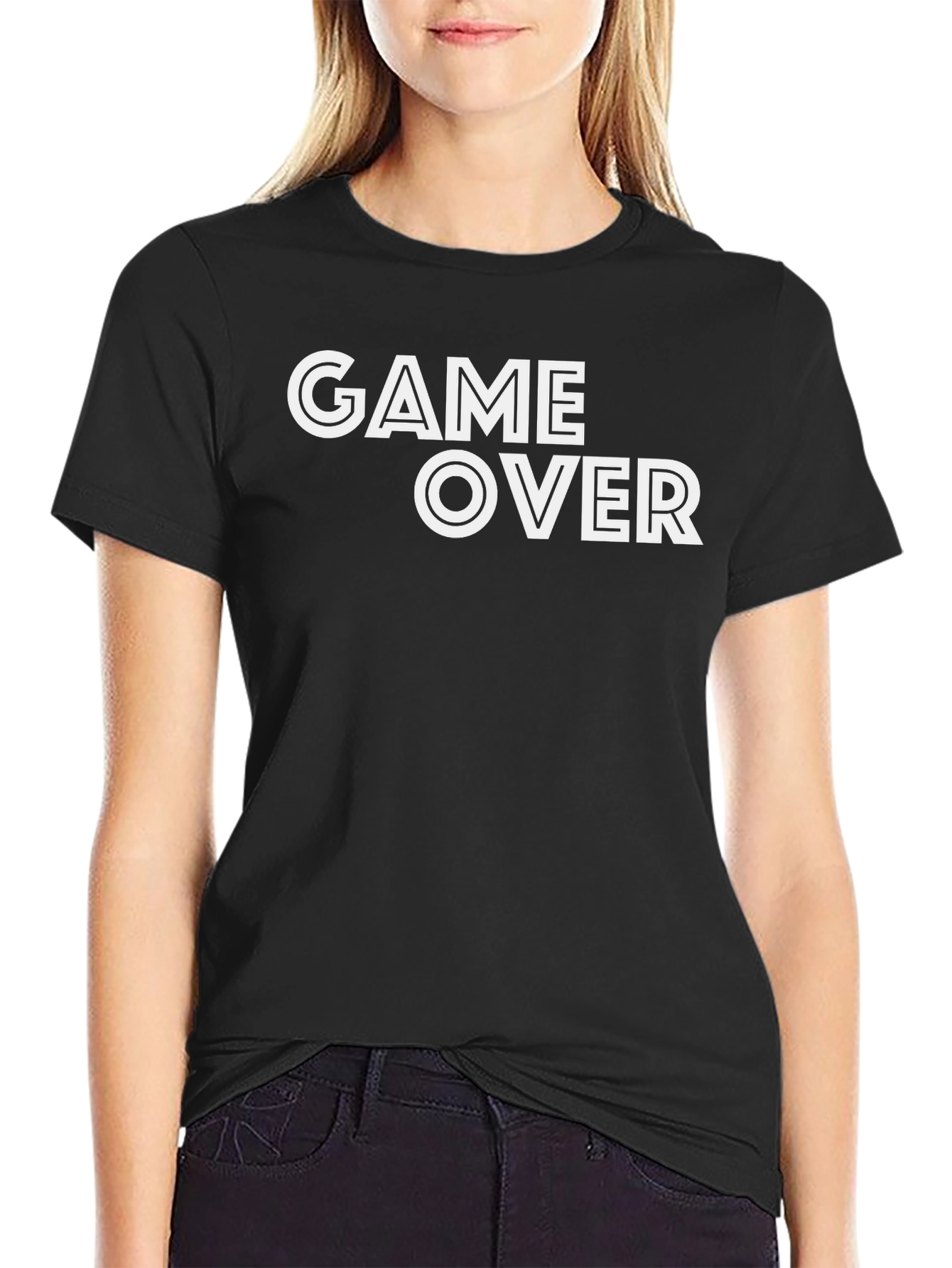 Black Game Over Black T-Shirt - Bold Graphic Tee view 2
