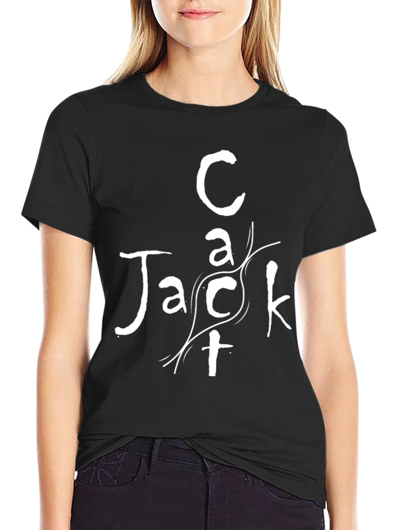 Black Cact Jack Graphic Tee - Stylish Black Cotton T-Shirt view 2