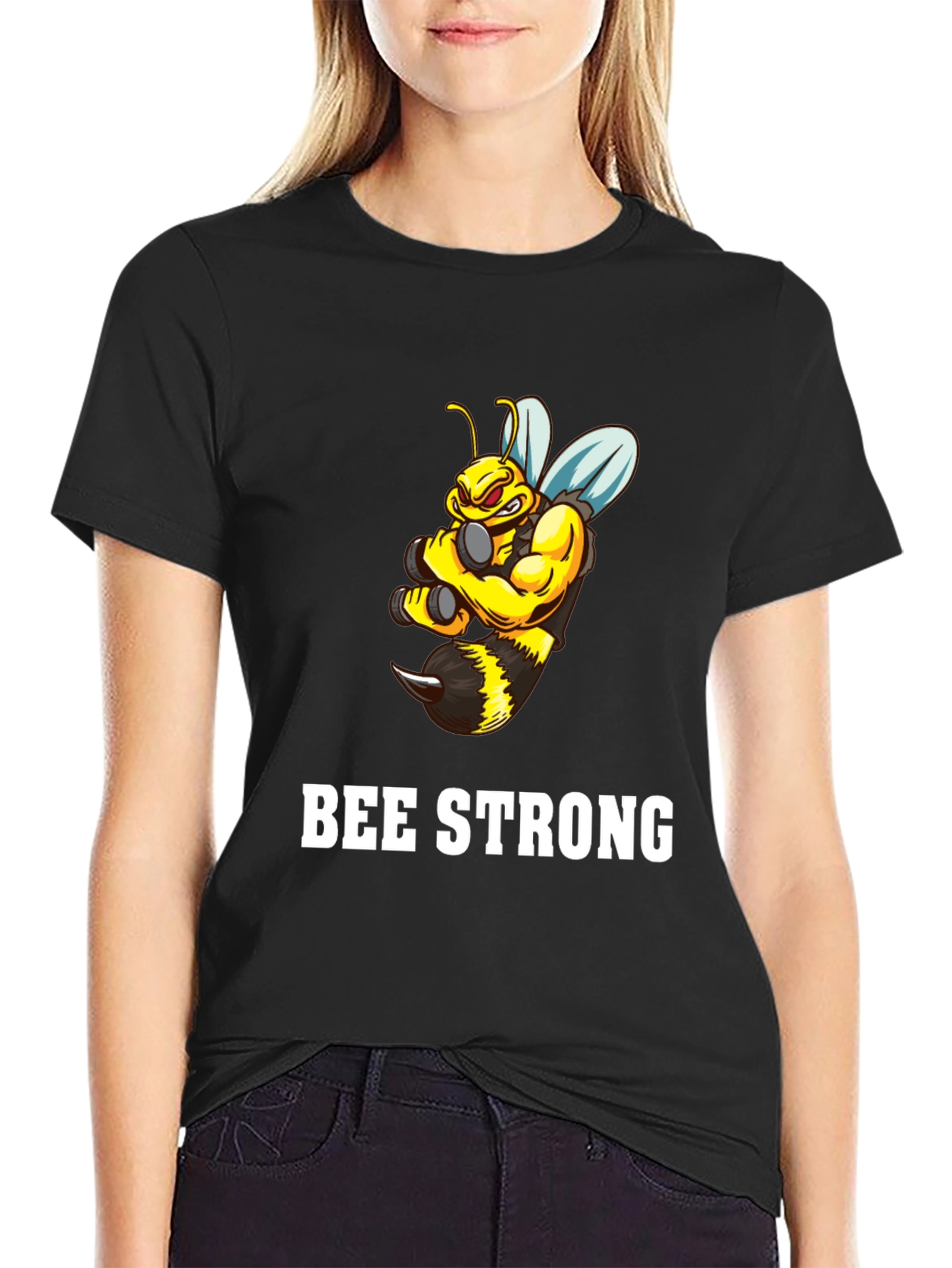 Black Bee Strong Graphic T-Shirt - Black view 2