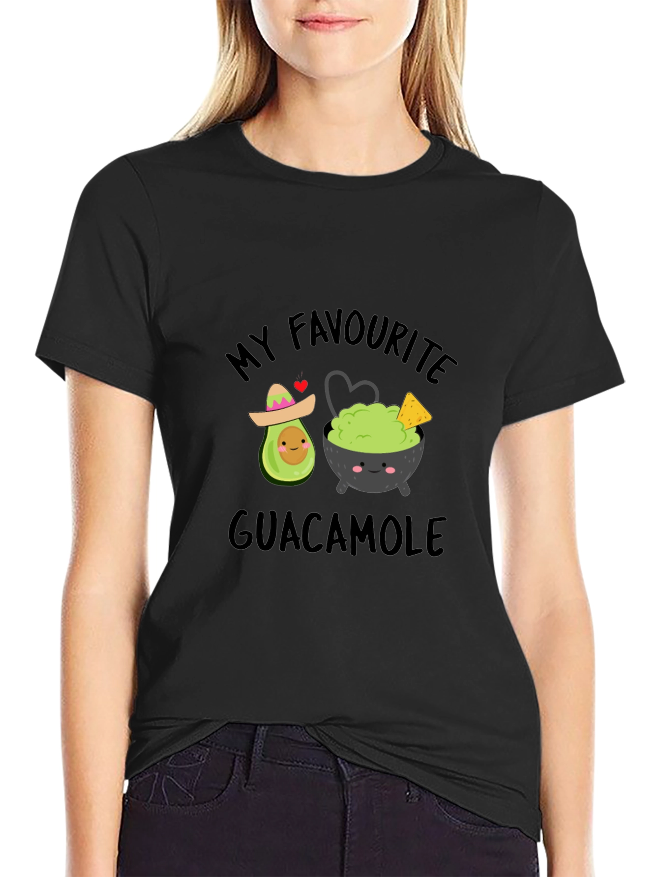 Black My Favourite Guacamole Funny Graphic T-Shirt view 2