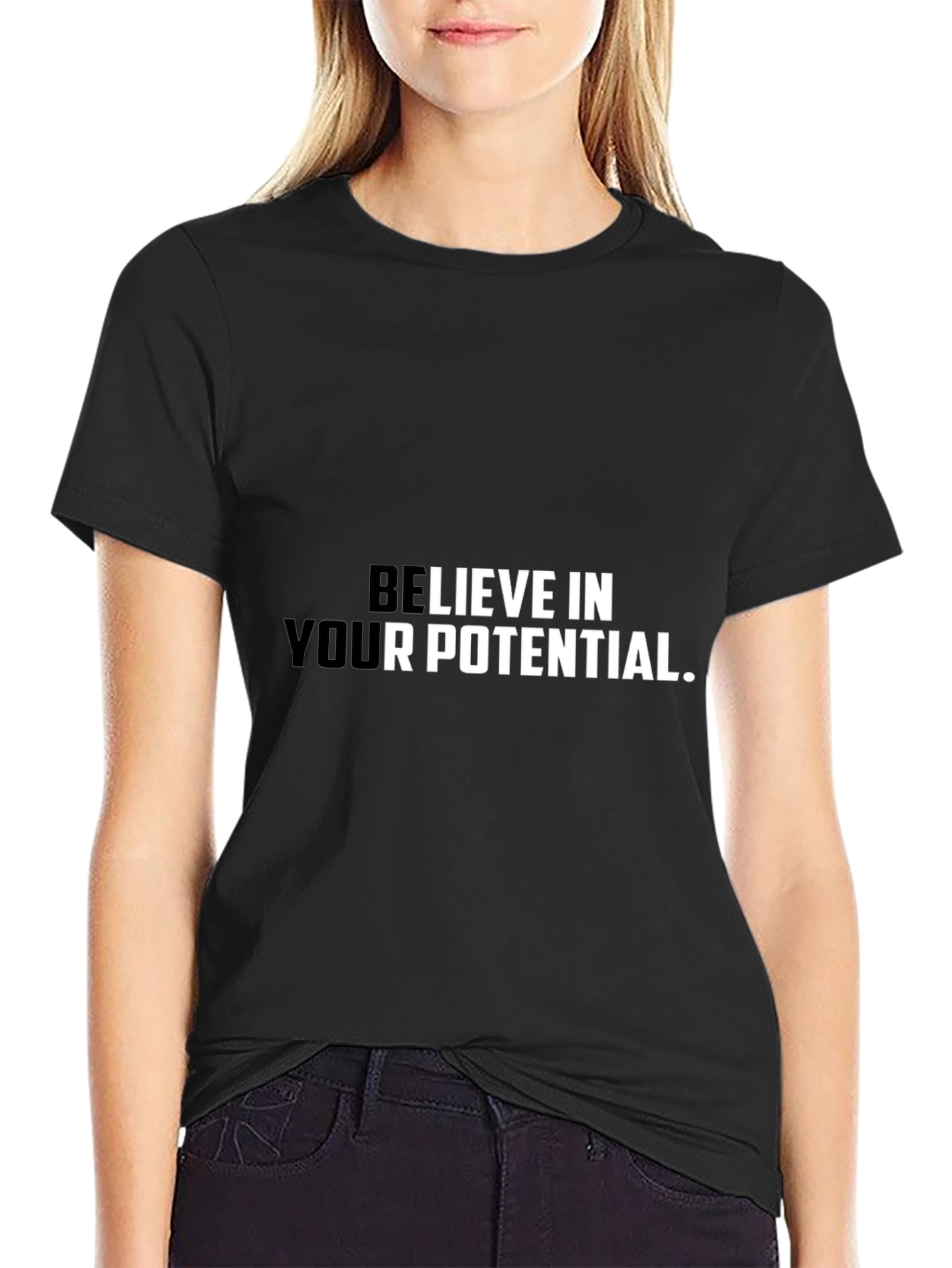 Black Believe In Your Potential Graphic Tee view 2