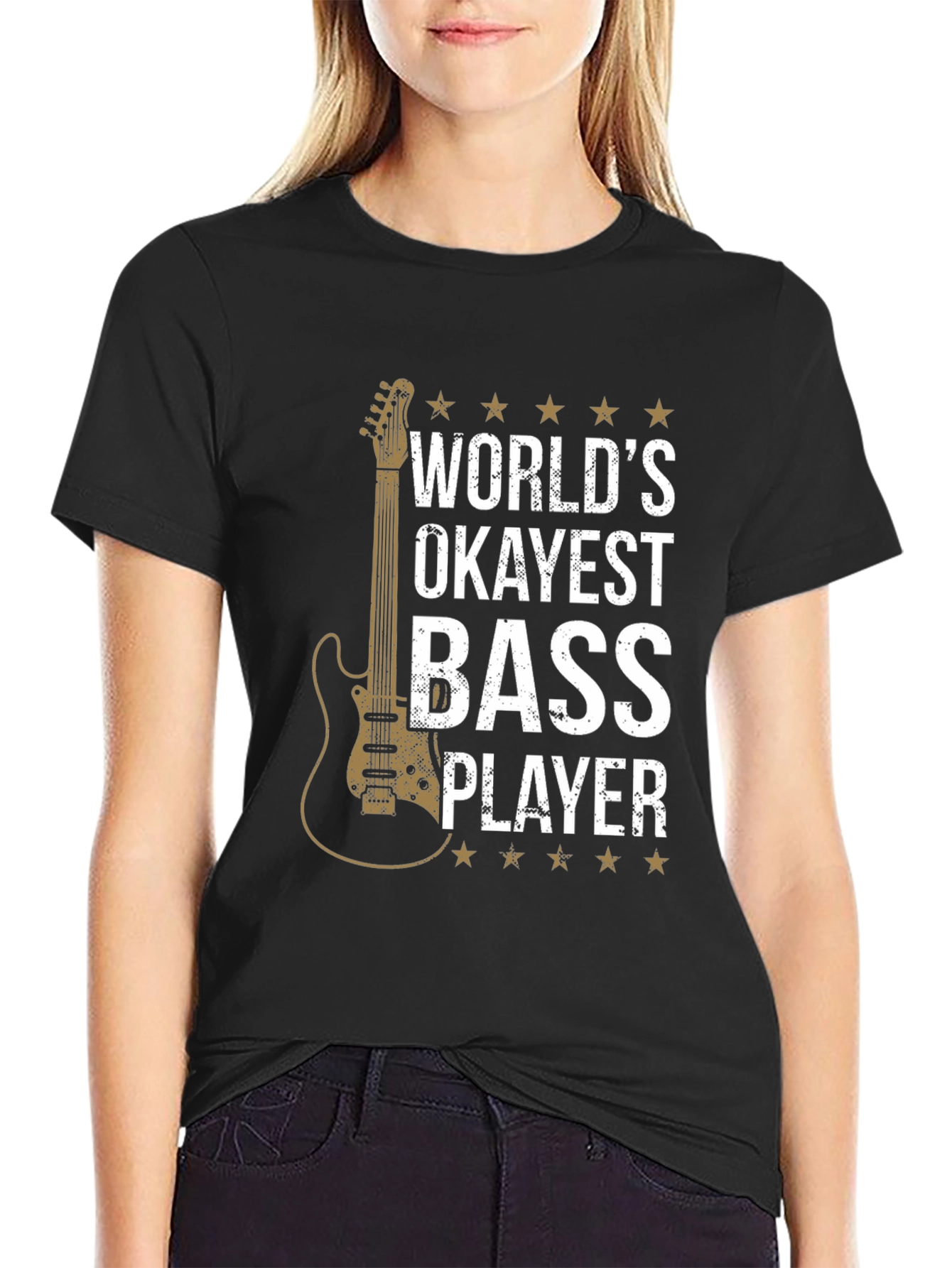 Black World's Okayest Bass Player T-Shirt view 2