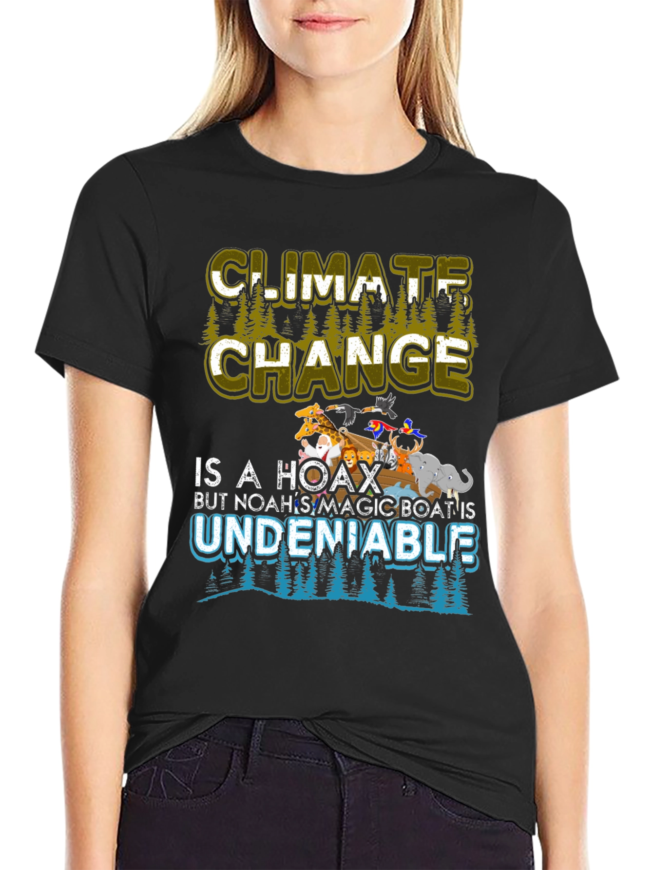 Black Climate Change is a Hoax T-Shirt view 2