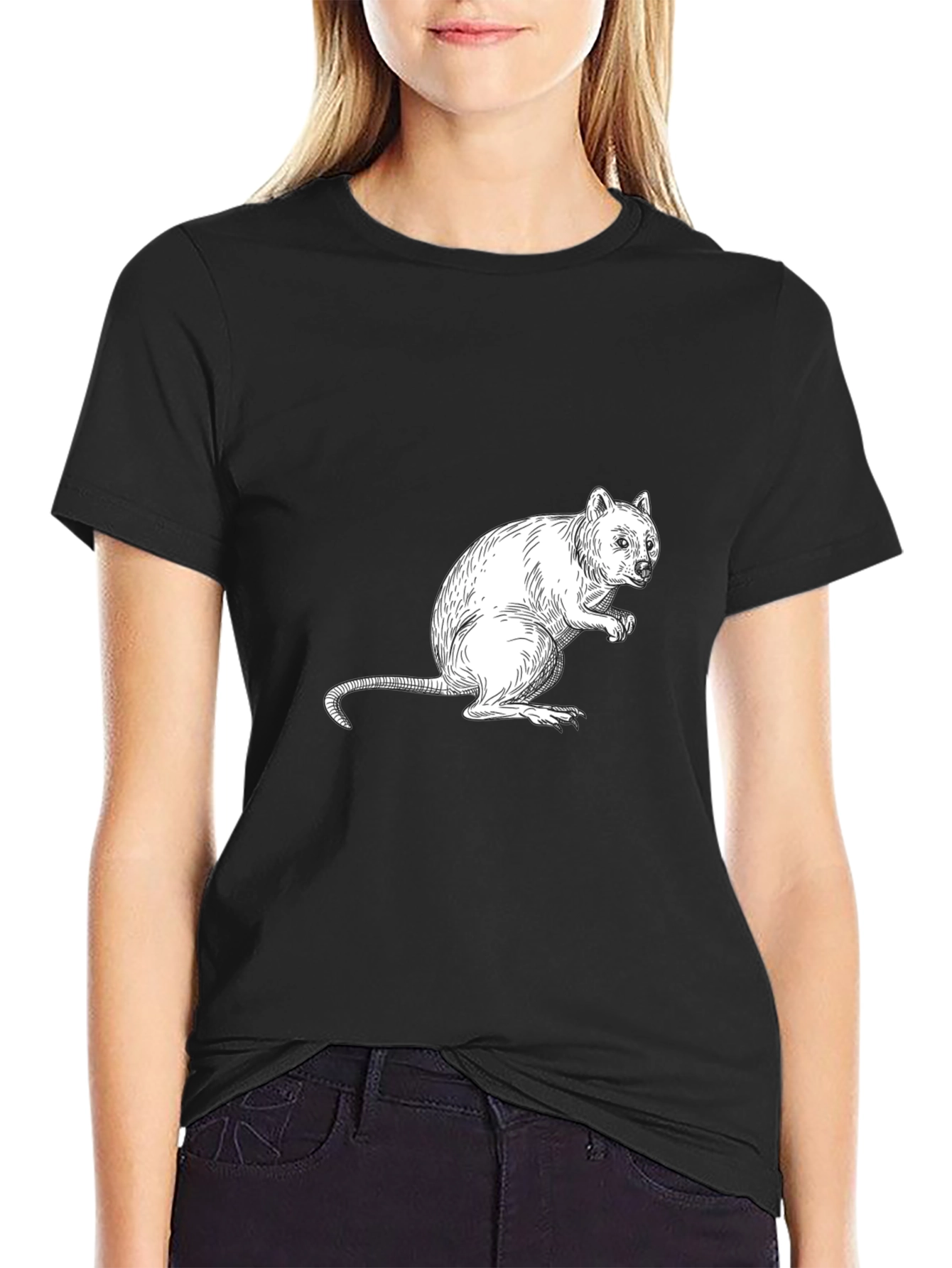 Black Quokka Graphic Black T-Shirt - Unique Animal Tee view 2