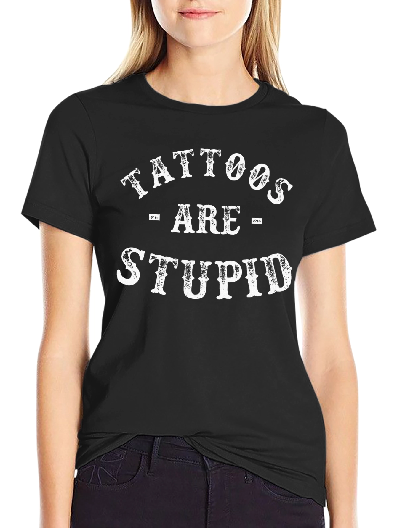Black Tattoos Are Stupid Graphic Tee view 2