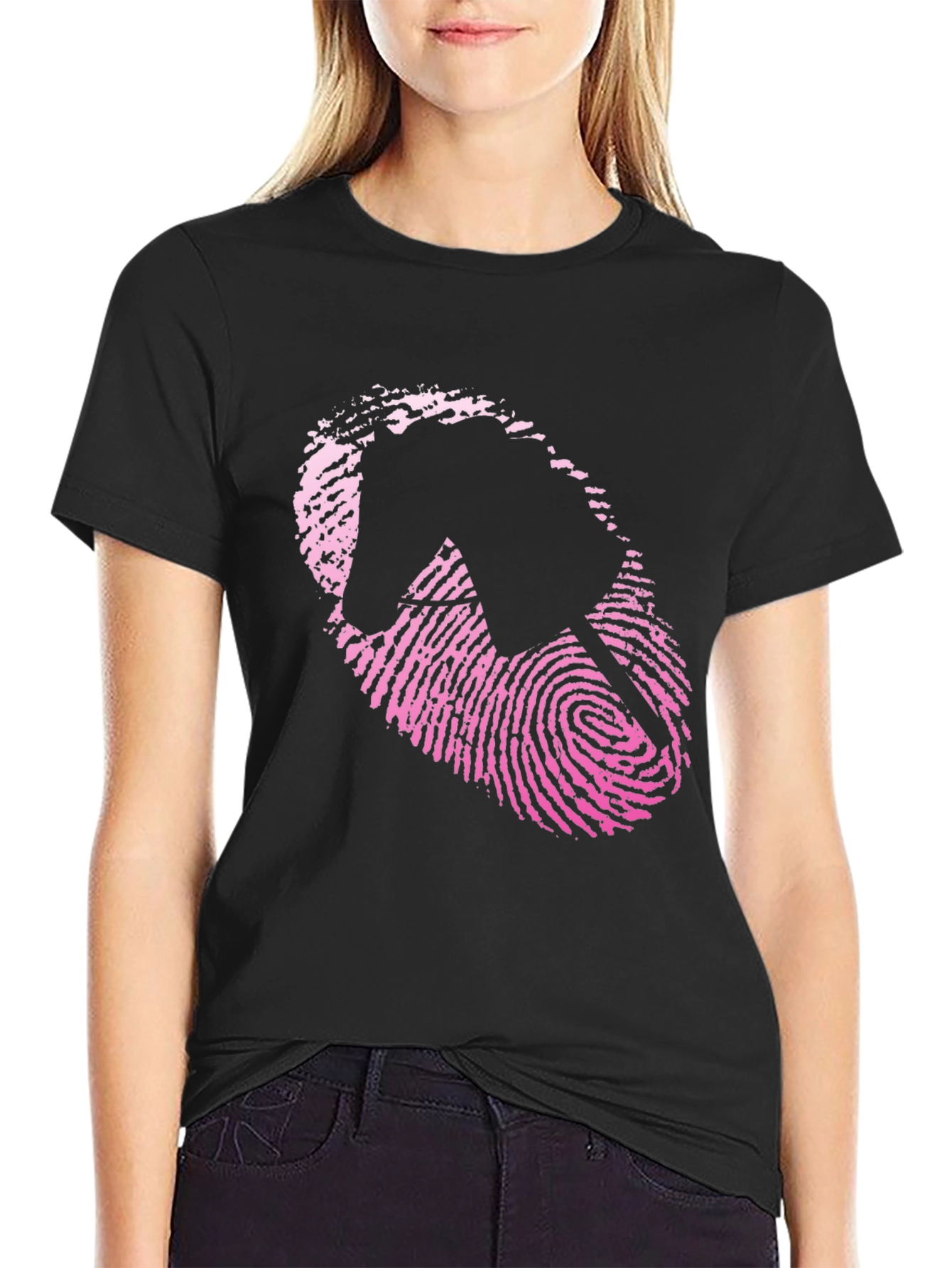 Black Fingerprint Horse Graphic Tee - Black view 2