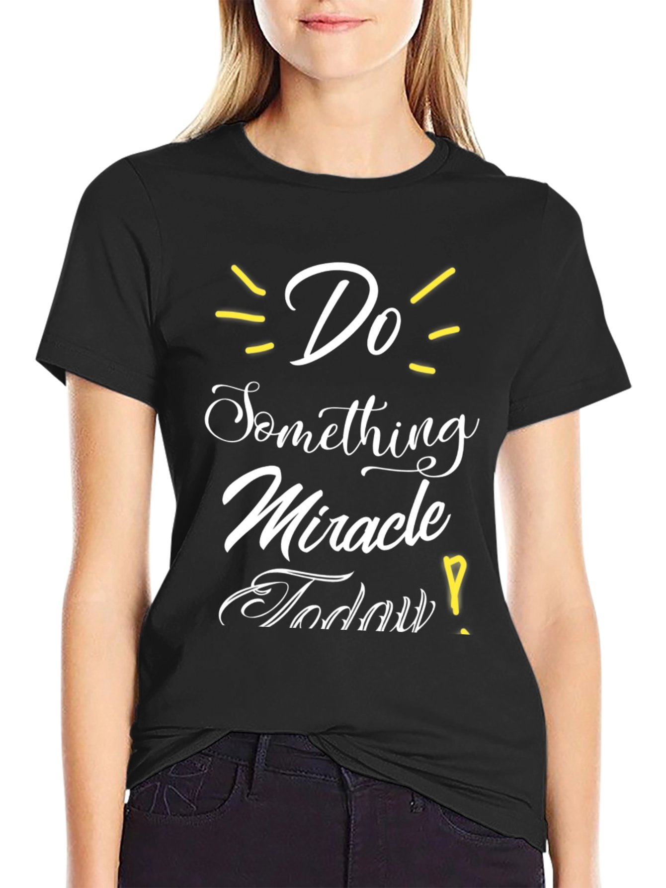 Black Inspirational Graphic T-Shirt - Do Something Miracle Today! view 2