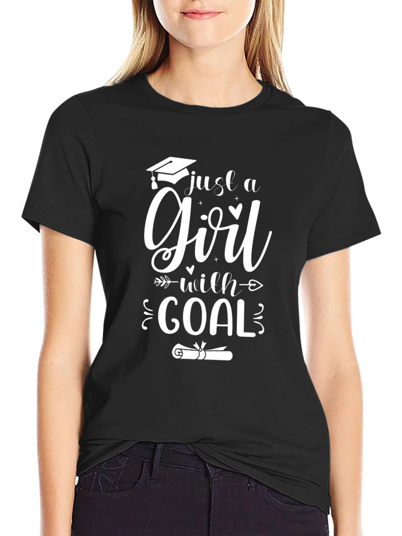 Black Just a Girl with a Goal Graduation T-Shirt view 2