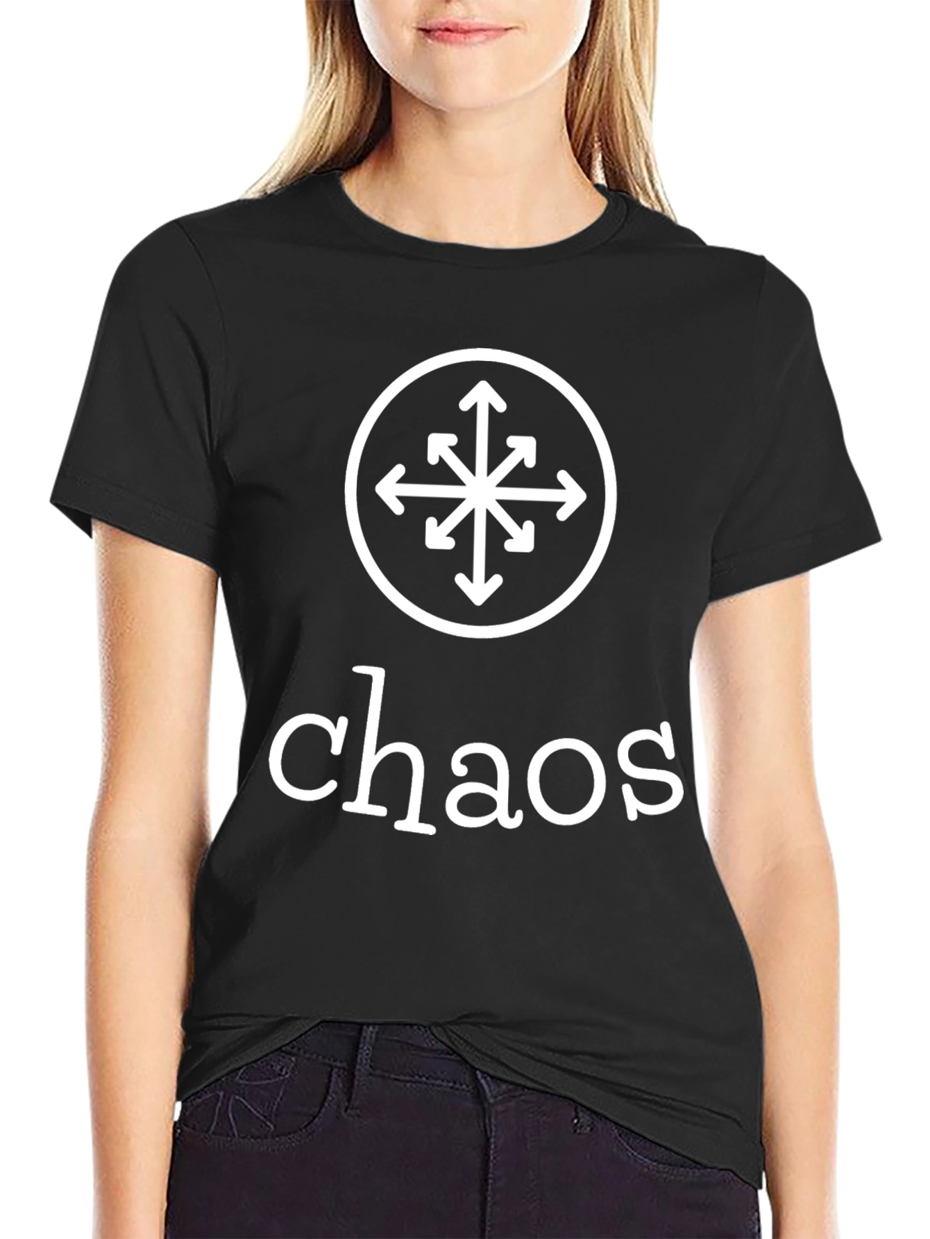 Black Chaos Symbol T-Shirt - Modern Graphic Tee view 2