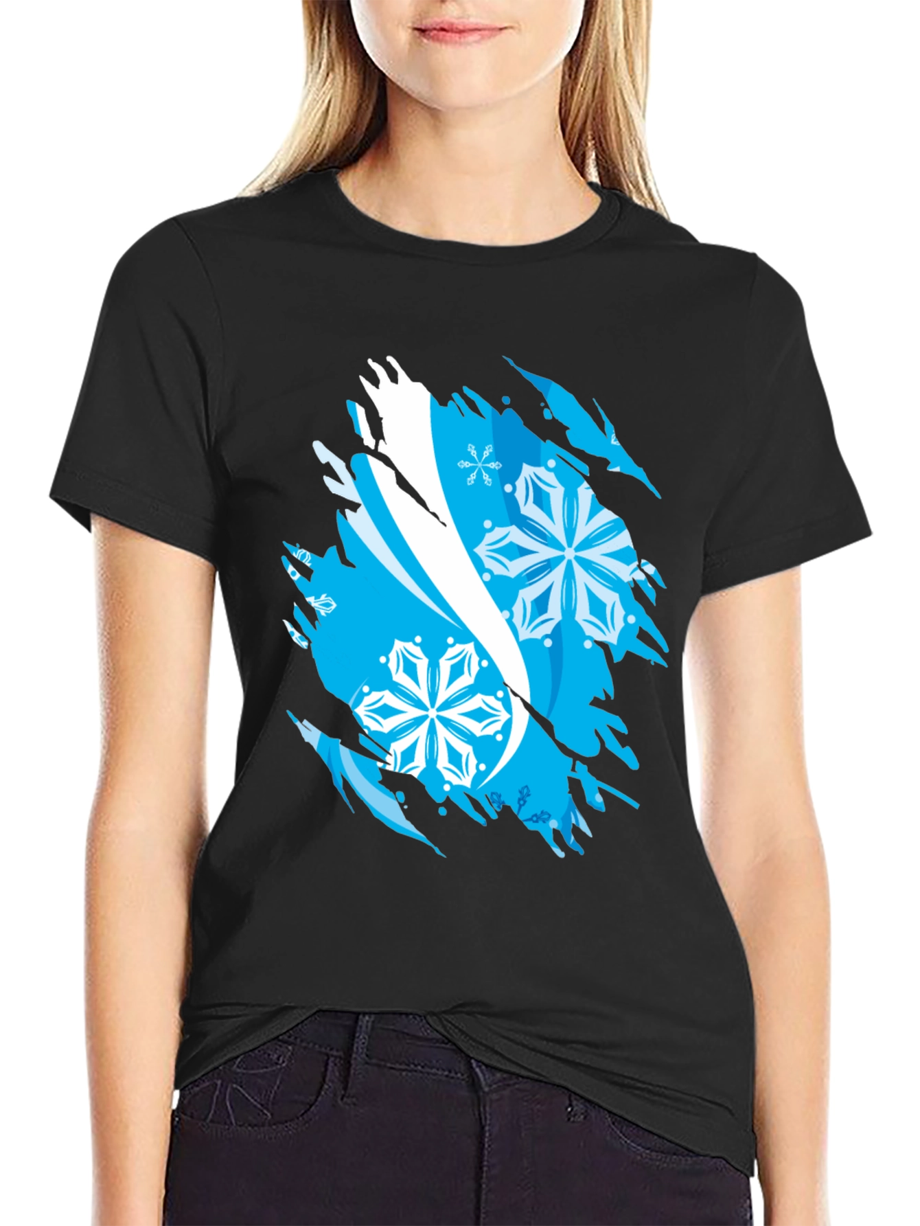 Ripped Snowflake Graphic Tee - Cool Winter Style - 2