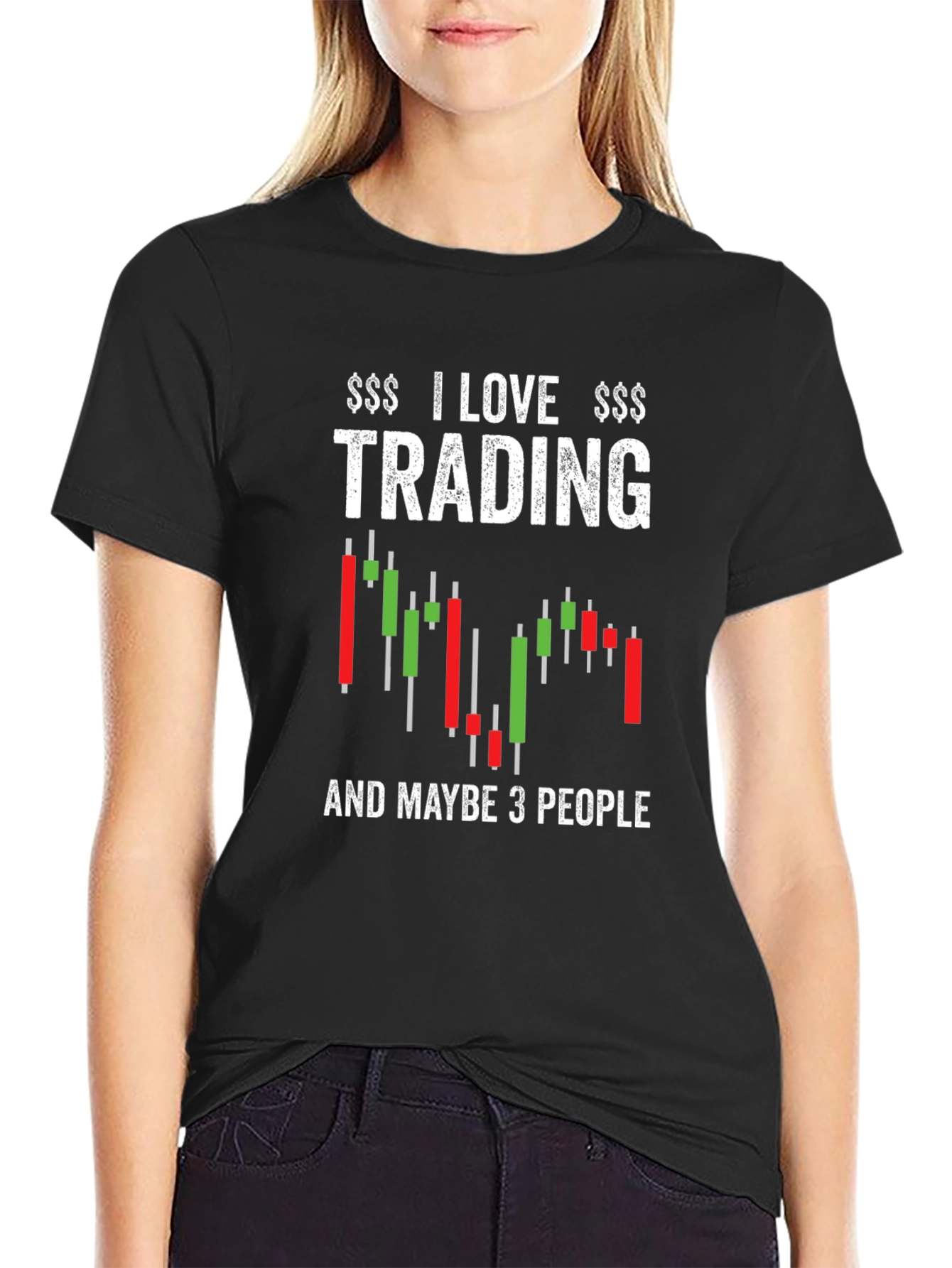 Black I Love Trading Funny Stock Market T-Shirt view 2