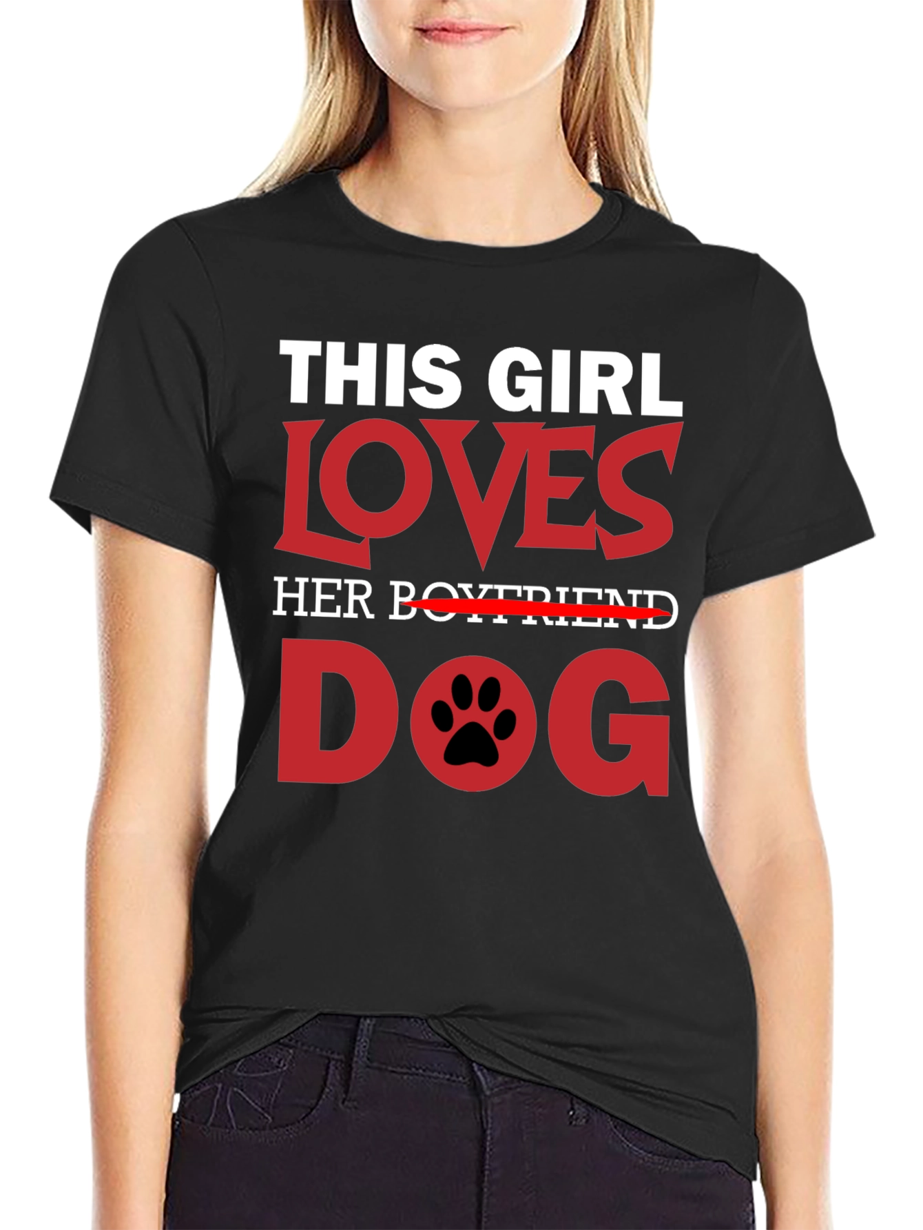 Black This Girl Loves Dog T-Shirt view 2