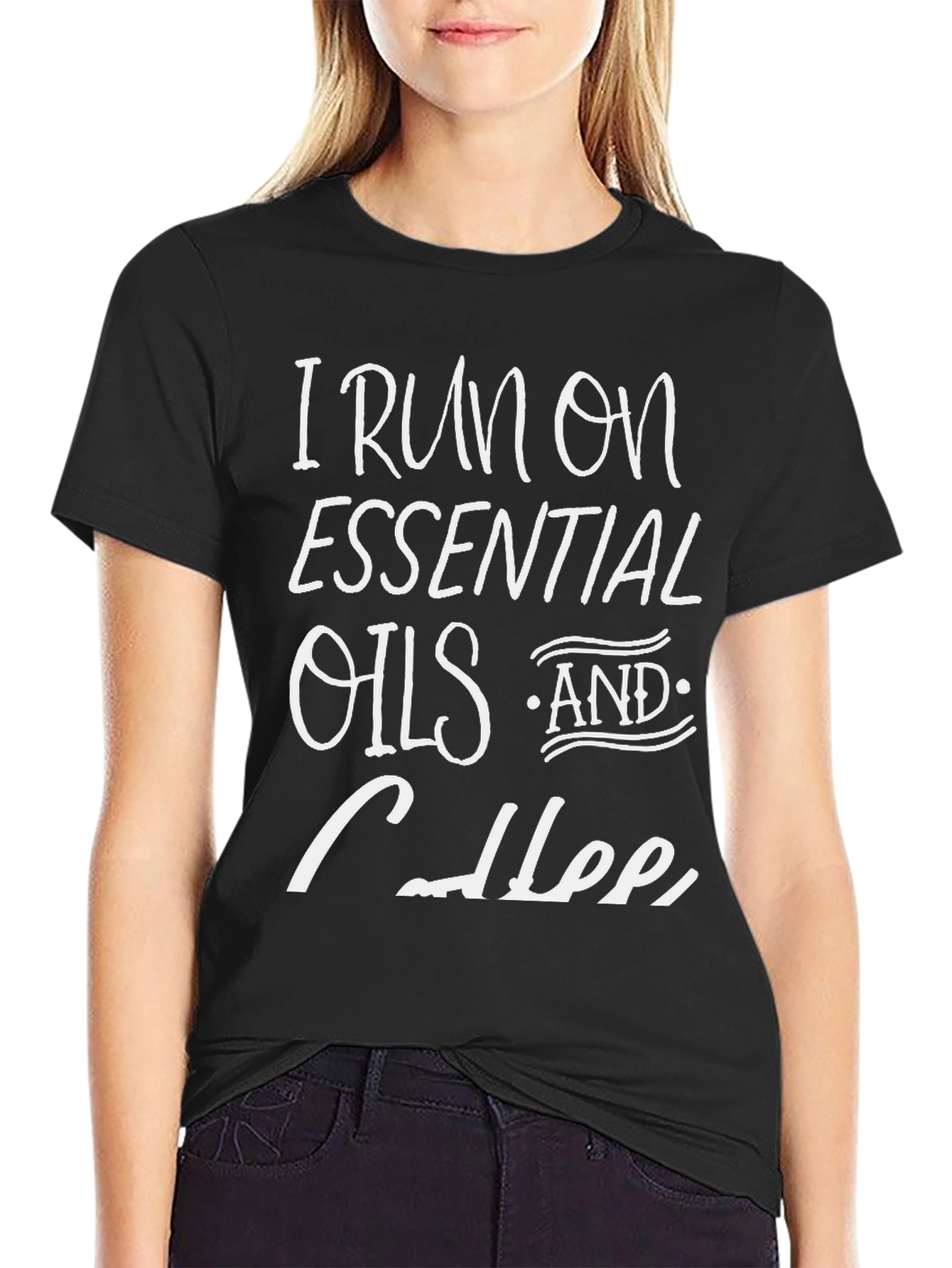 Black Essential Oils & Coffee Graphic T-Shirt view 2
