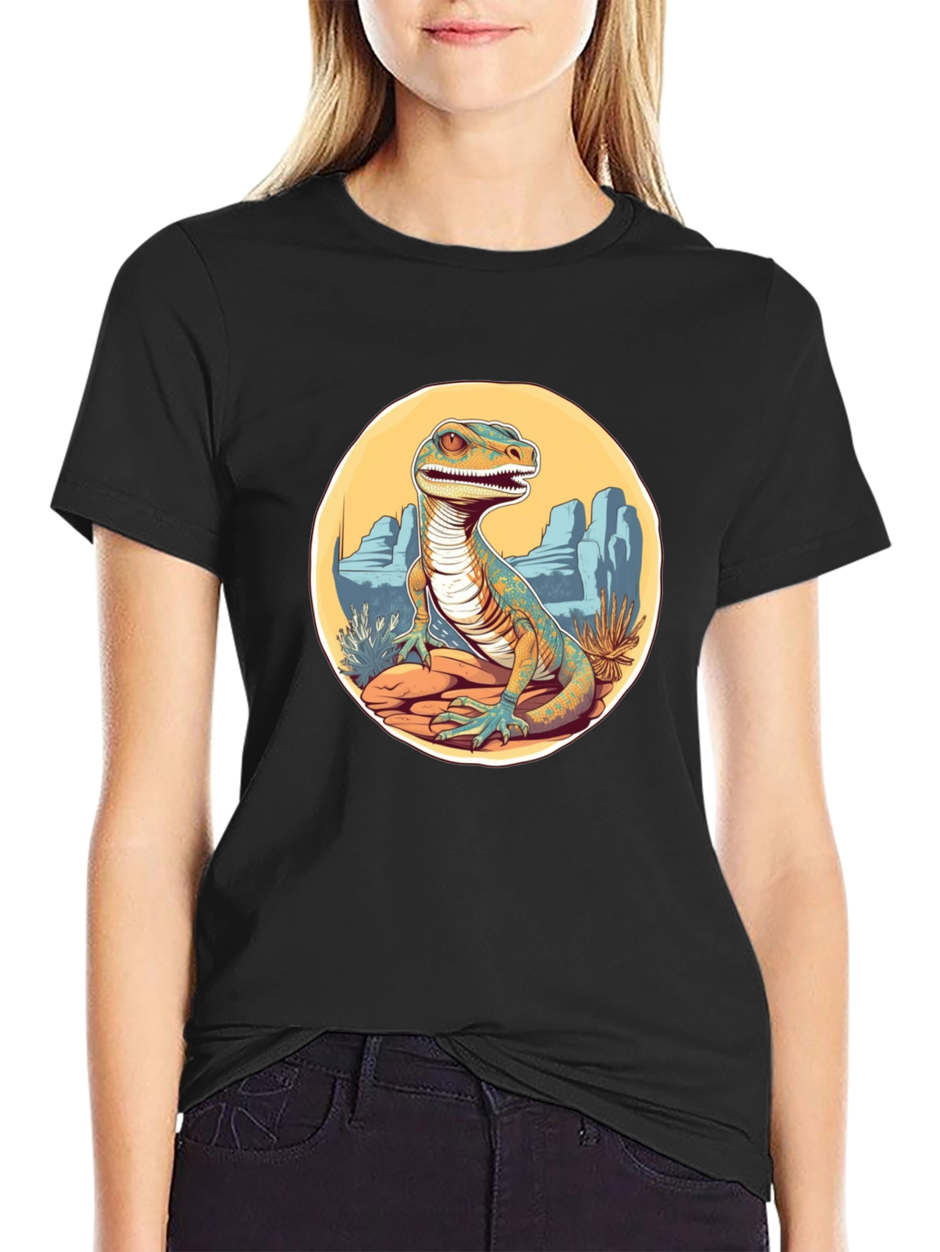 Black Dino Desert T-Shirt - Black view 2