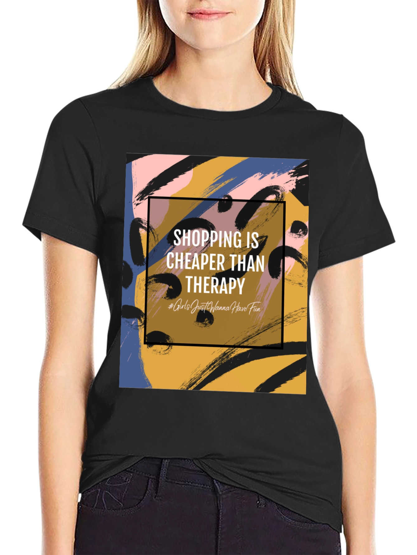Shopping Is Cheaper Than Therapy Graphic Tee - 2