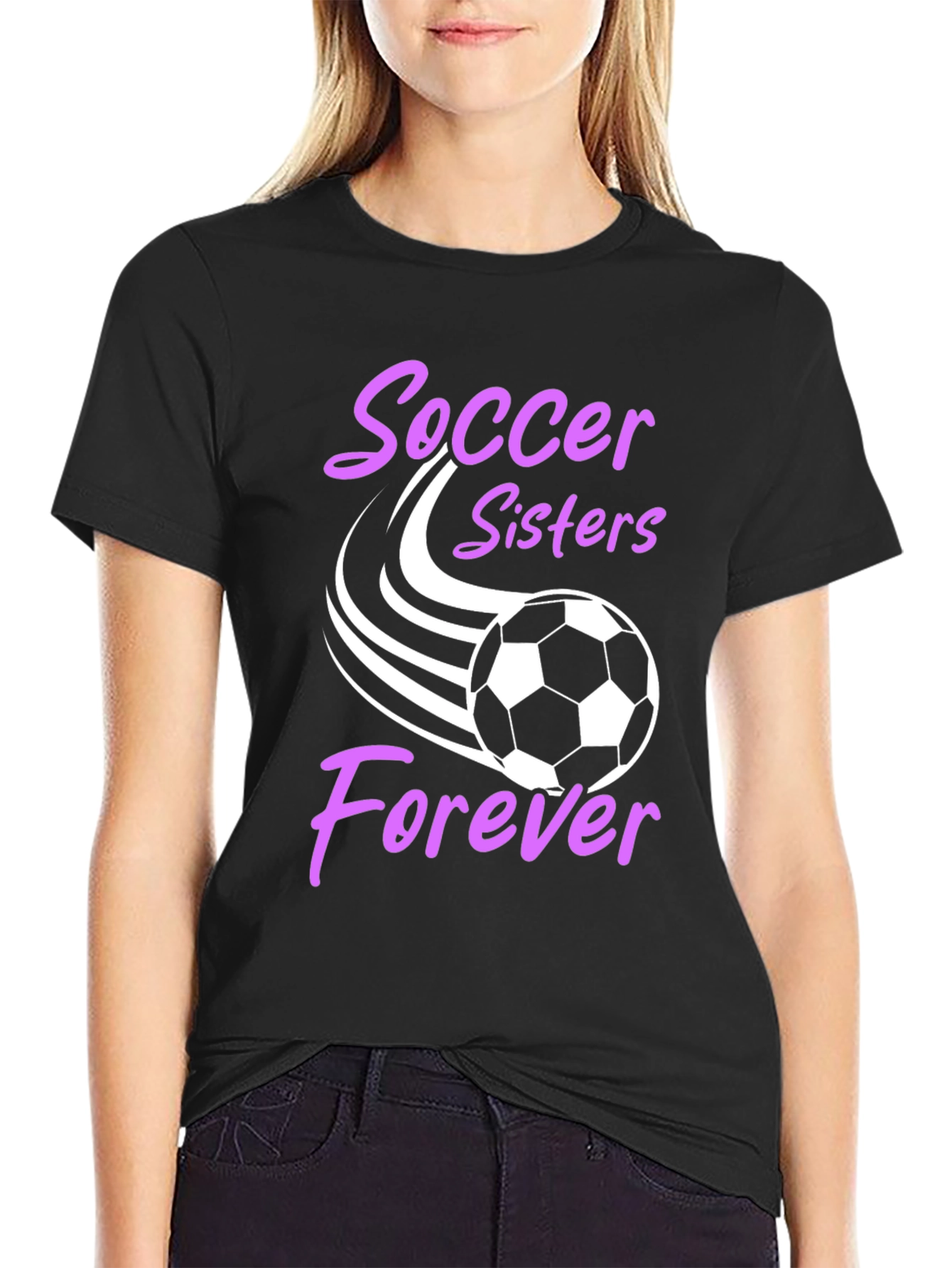 Black Soccer Sisters Forever Graphic T-Shirt view 2