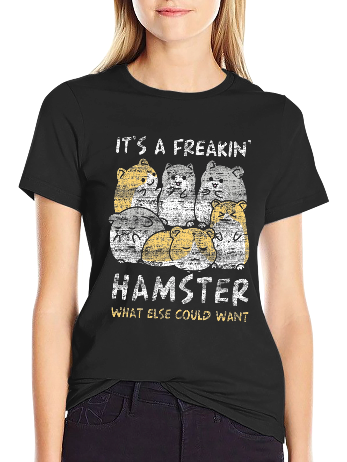 Black It's a Freakin' Hamster T-Shirt - Funny Graphic Tee view 2