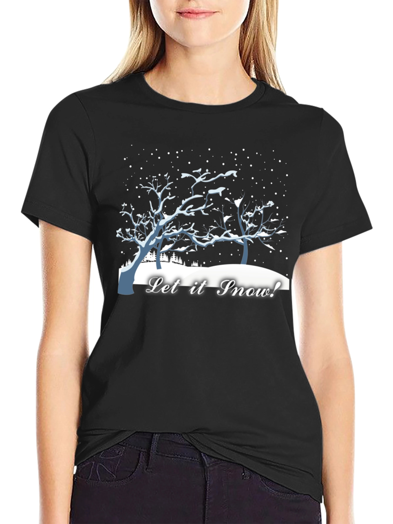 Black Let it Snow! Winter Graphic Tee view 2