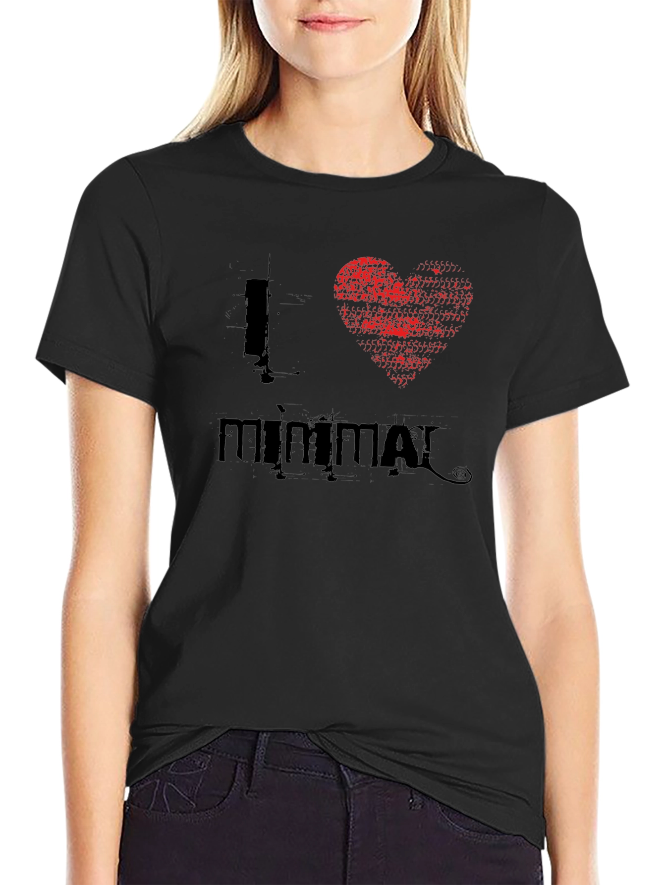 Black I Heart Minimal Graphic Tee view 2