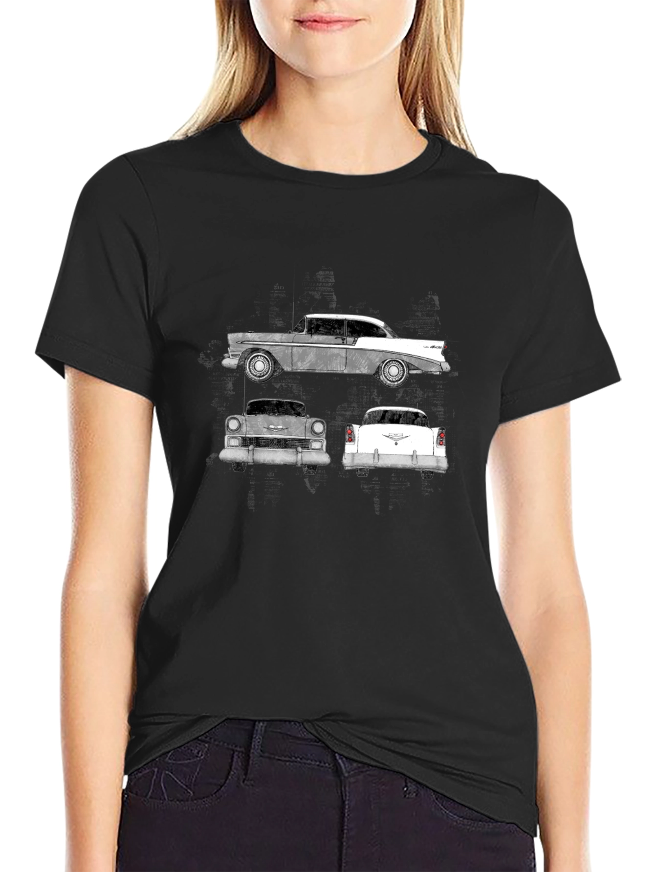 Black Classic Car Graphic Tee - Black Cotton view 2
