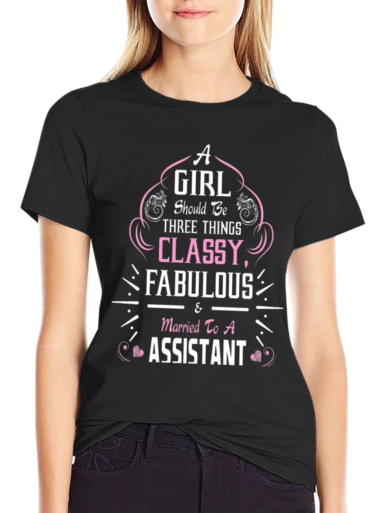 Black Classy Assistant's Girl Black Tee view 2
