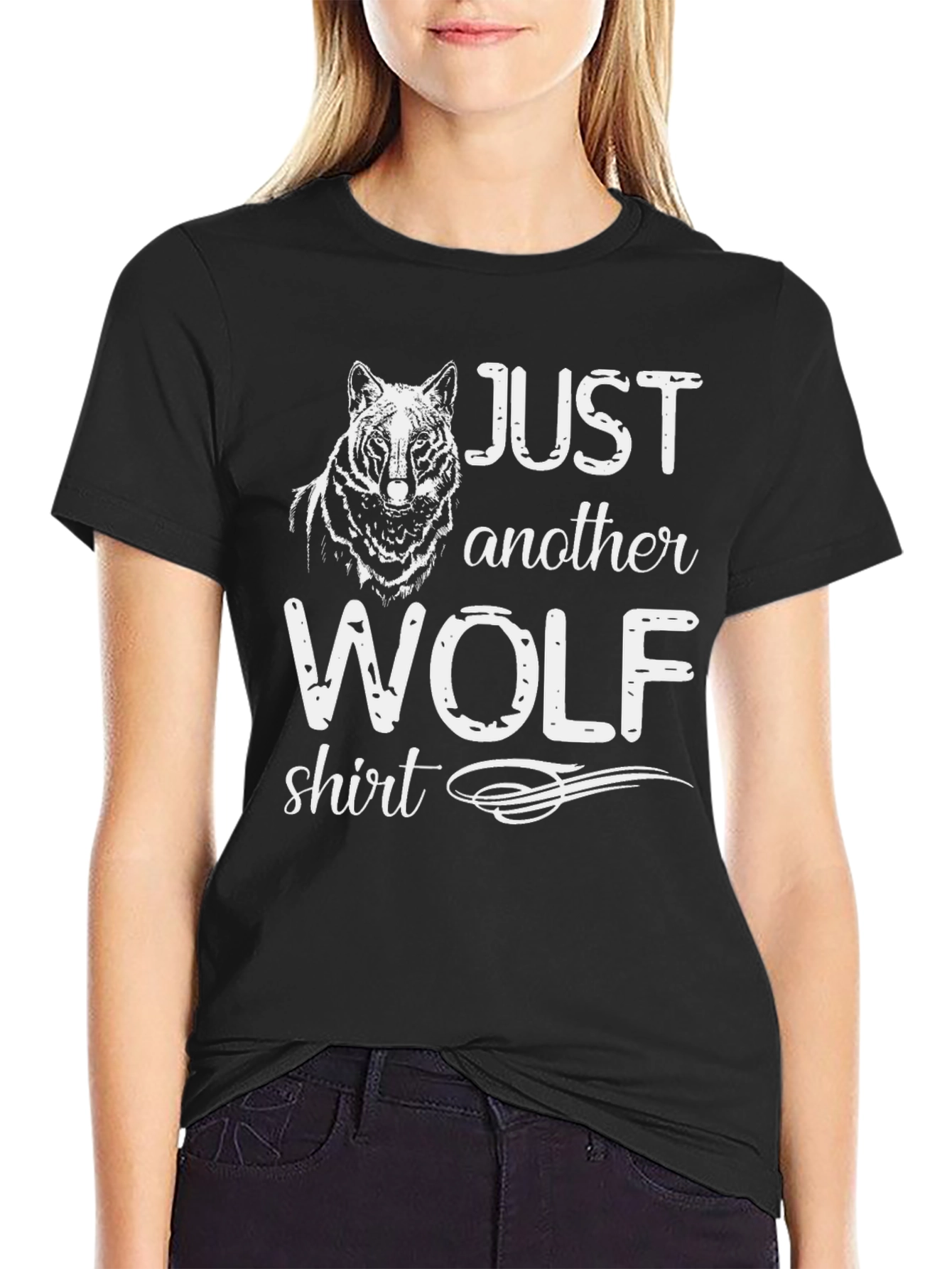 Black Just Another Wolf Shirt - Novelty Graphic Tee view 2