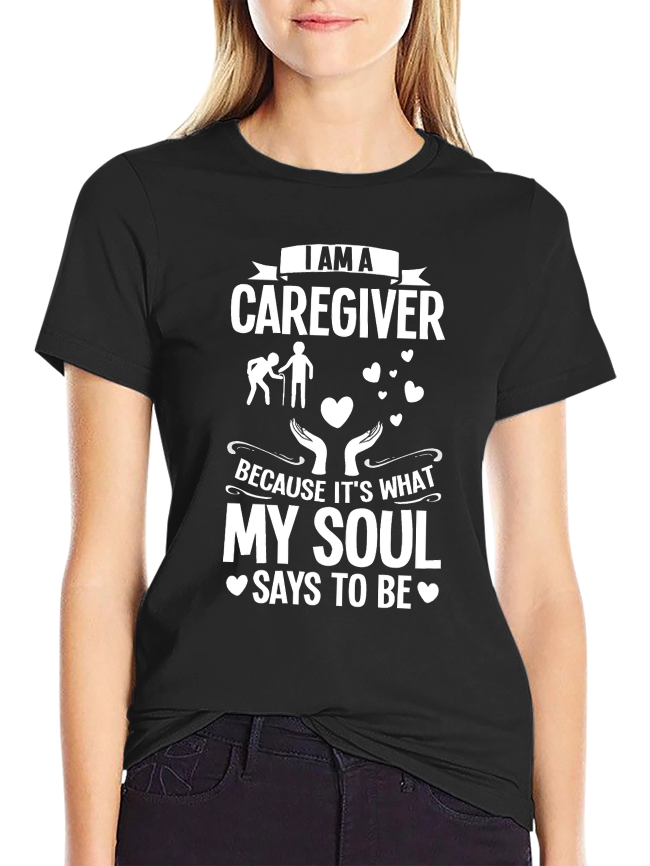 Black Caregiver T-Shirt - Soul Says To Be view 2