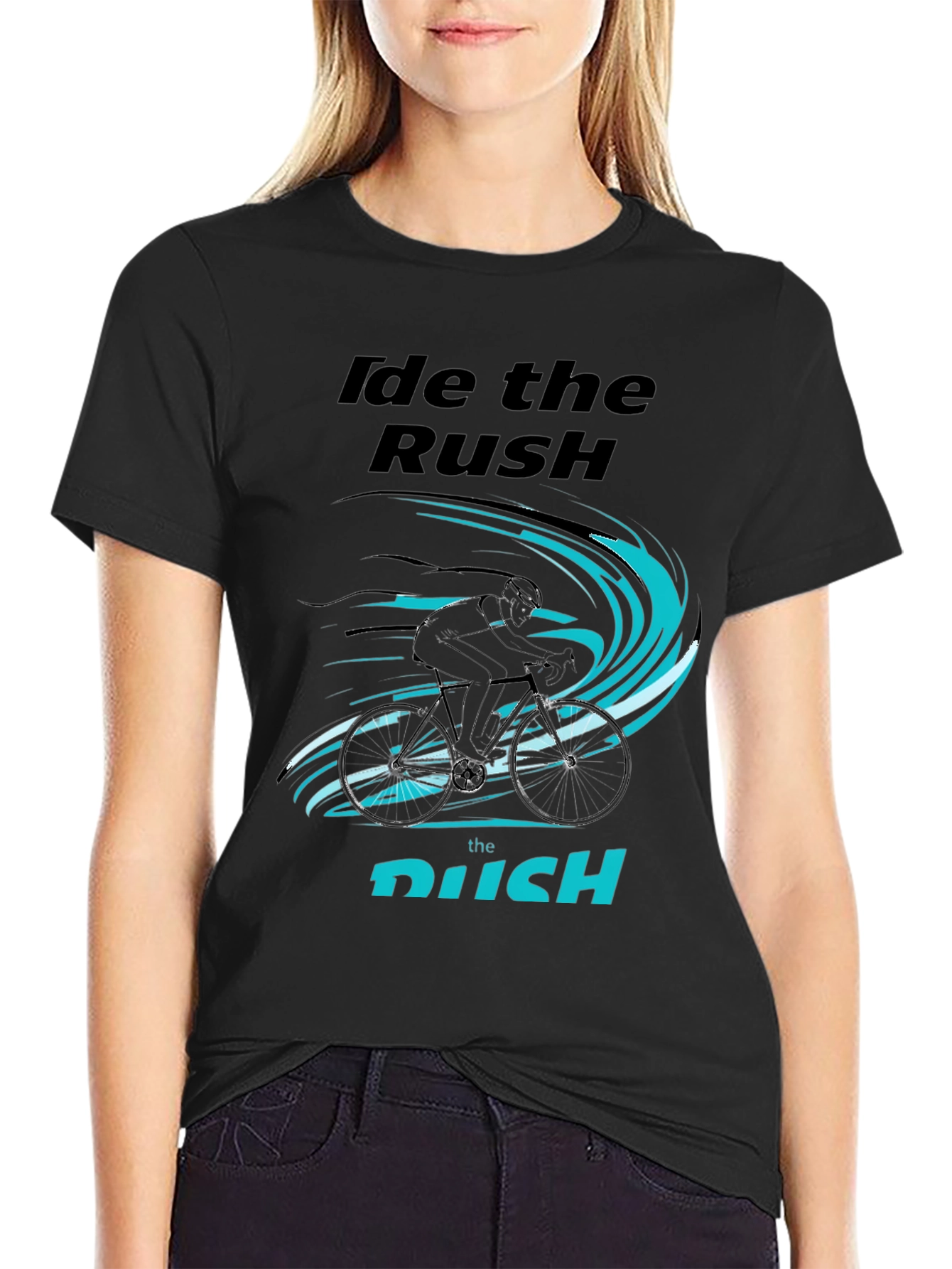 Black Ride the Rush Cycling T-Shirt view 2