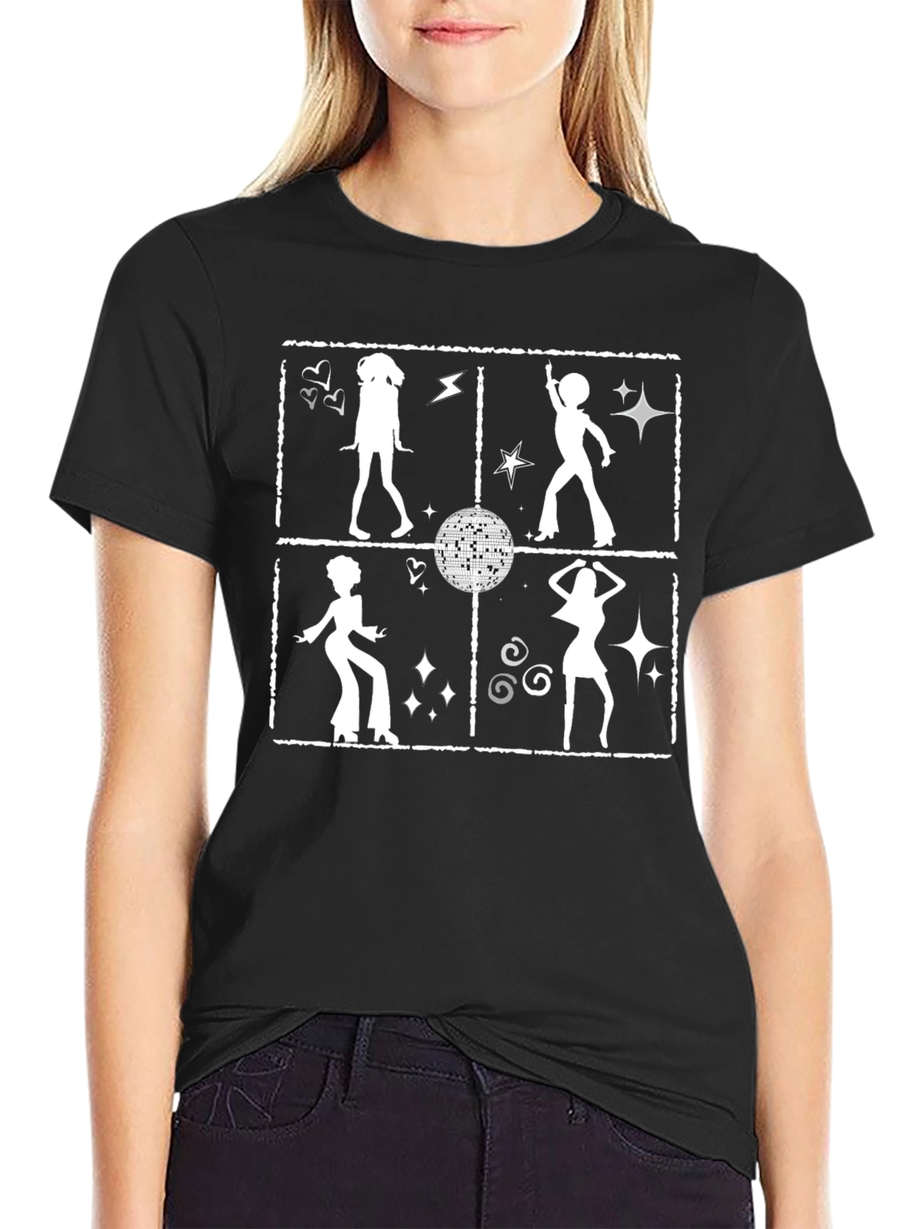 Black Disco Fever T-Shirt - Retro Dance Design view 2