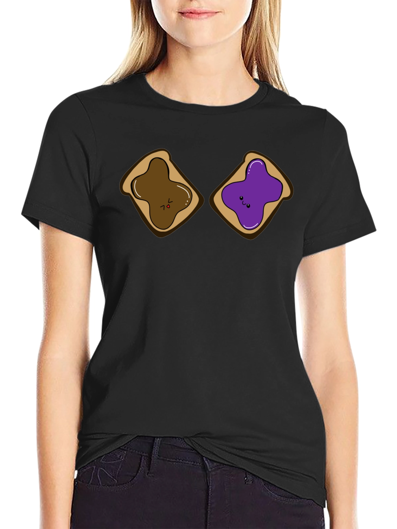 Black PB&J Sandwich Funny Graphic T-Shirt view 2