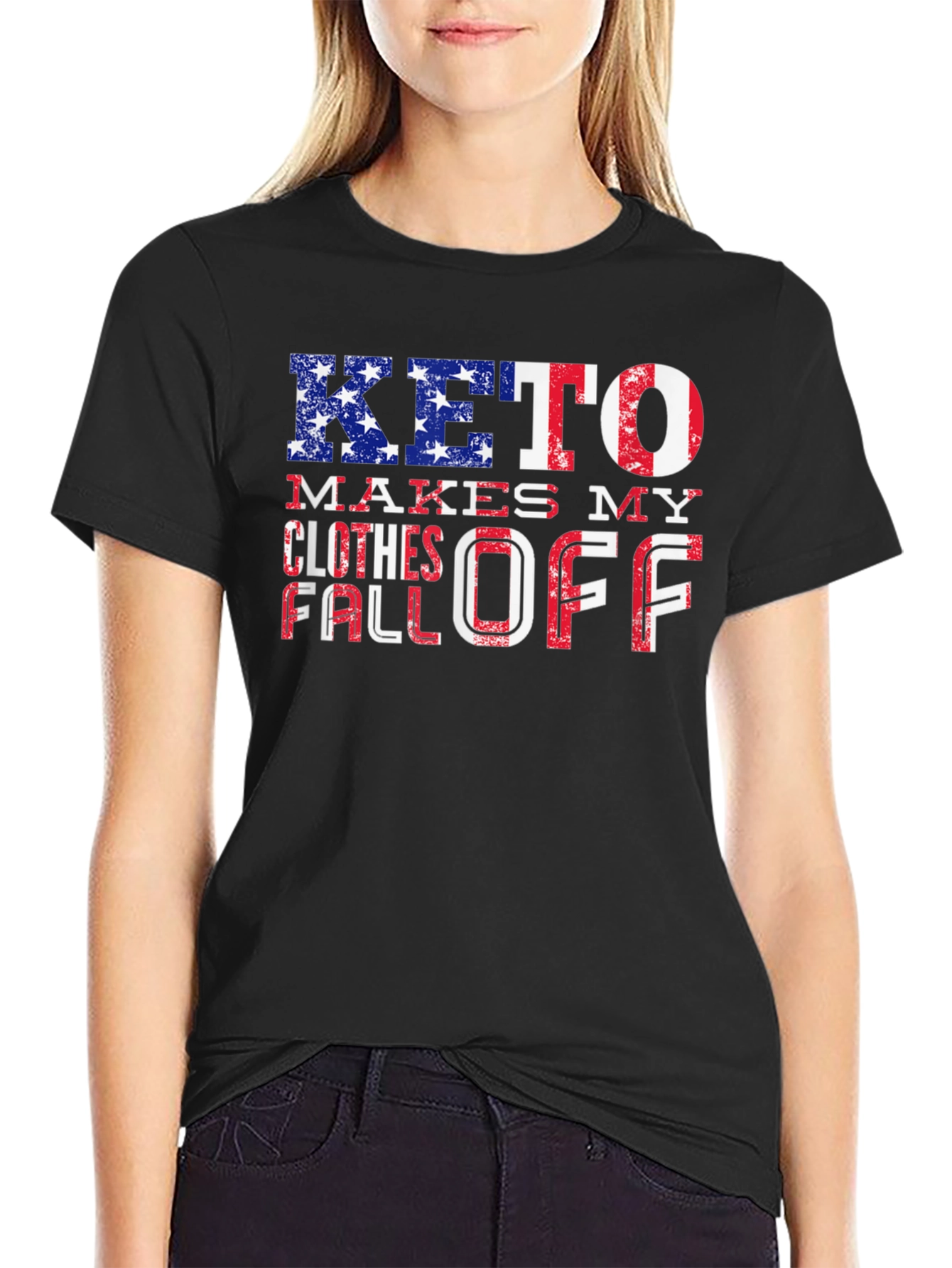 Black Keto Diet T-Shirt: Patriotic Weight Loss Design view 2