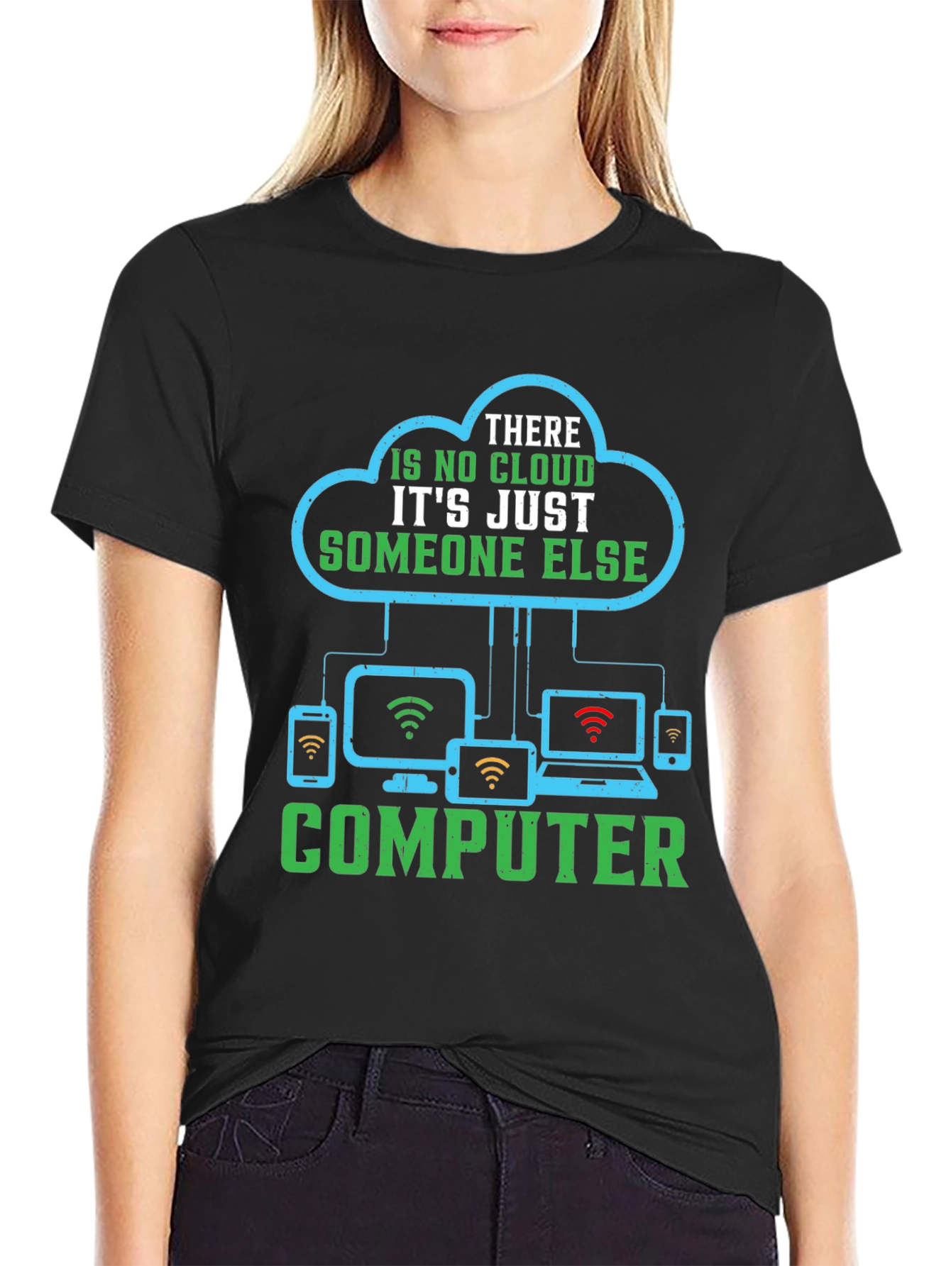 Black Cloud Computing Humor T-Shirt - Tech Joke Tee view 2