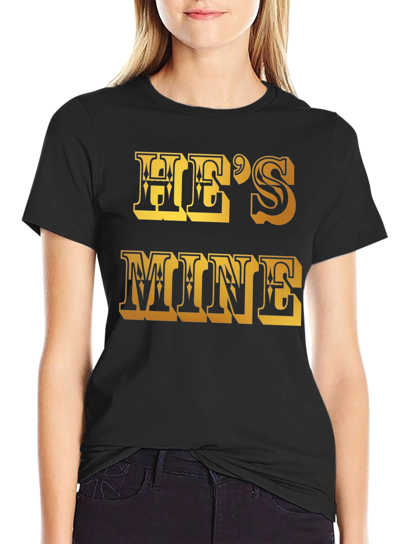 Black He's Mine Graphic T-Shirt view 2