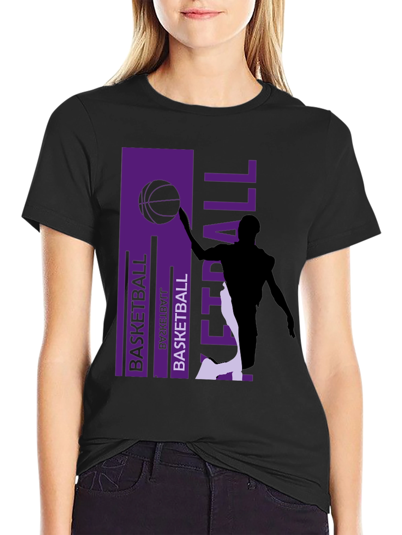 Black Basketball Graphic Print Tee - Stylish Activewear view 2